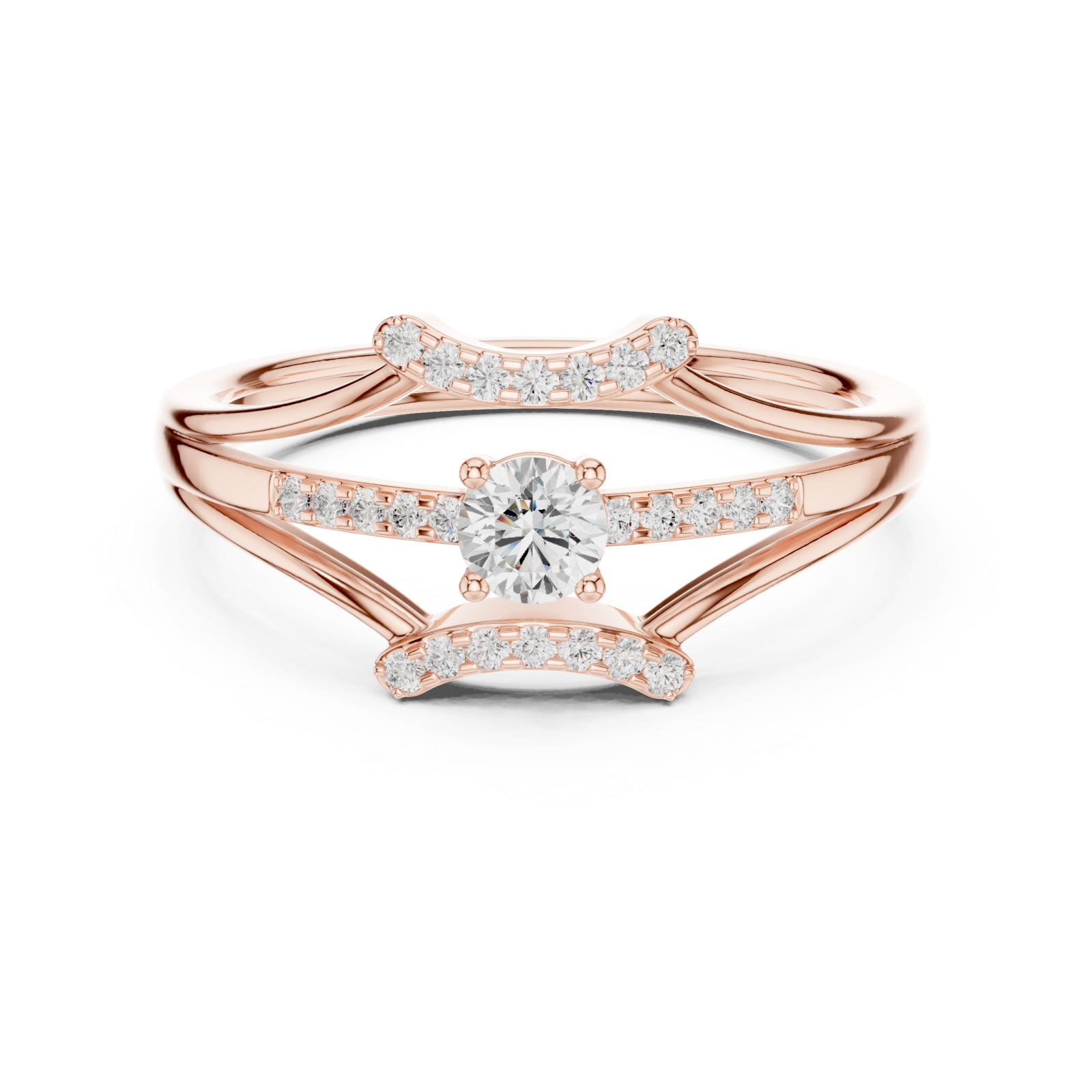  Rose Gold Celestial Embrace Dual Band Ring Front View