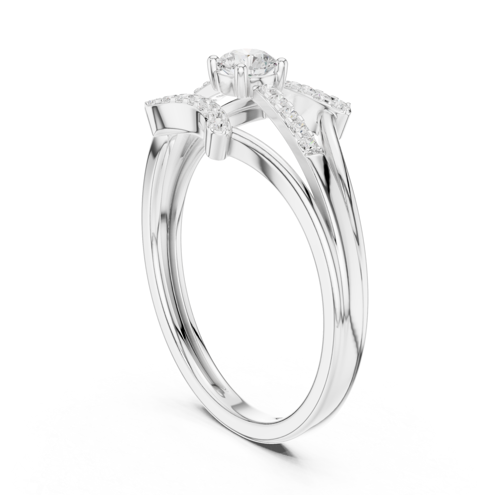  White Gold Celestial Embrace Dual Band Ring Left View