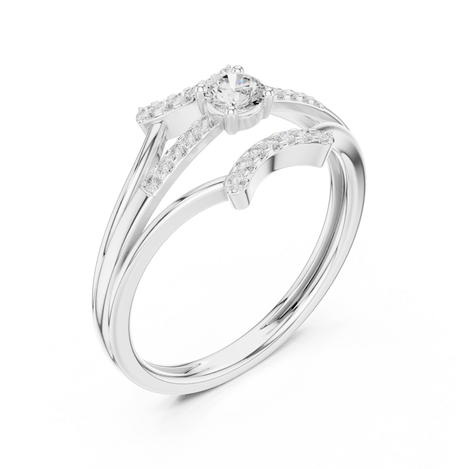  White Gold Celestial Embrace Dual Band Ring Right View