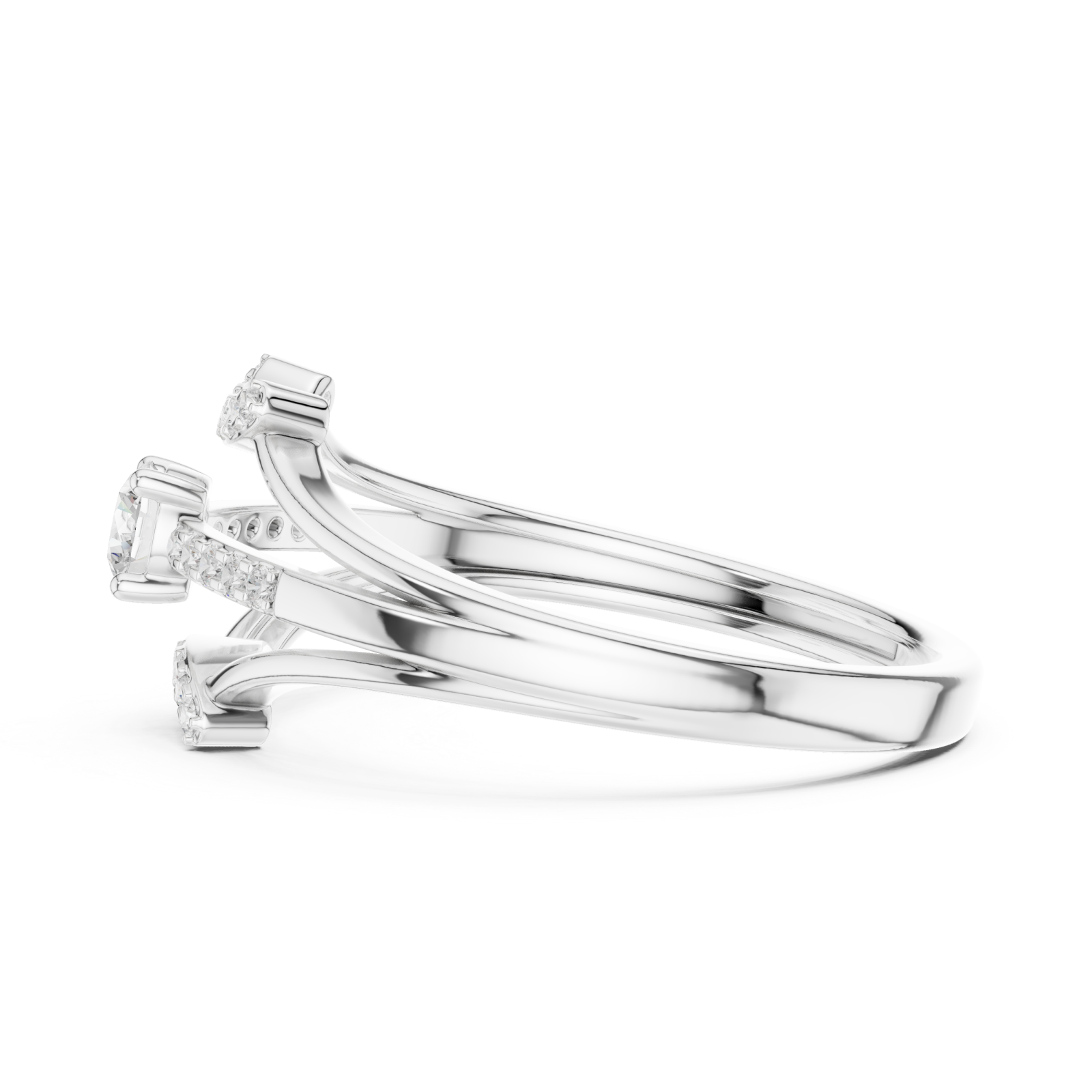  White Gold Celestial Embrace Dual Band Ring Side View