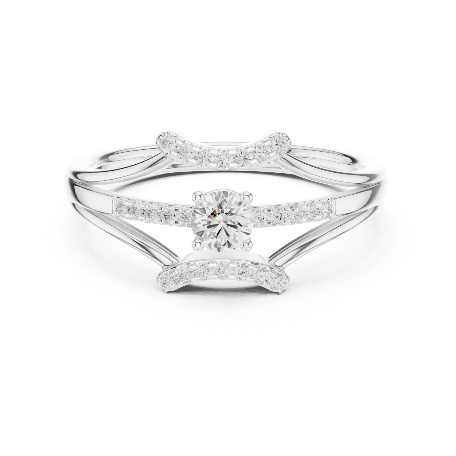  White Gold Celestial Embrace Dual Band Ring Front View