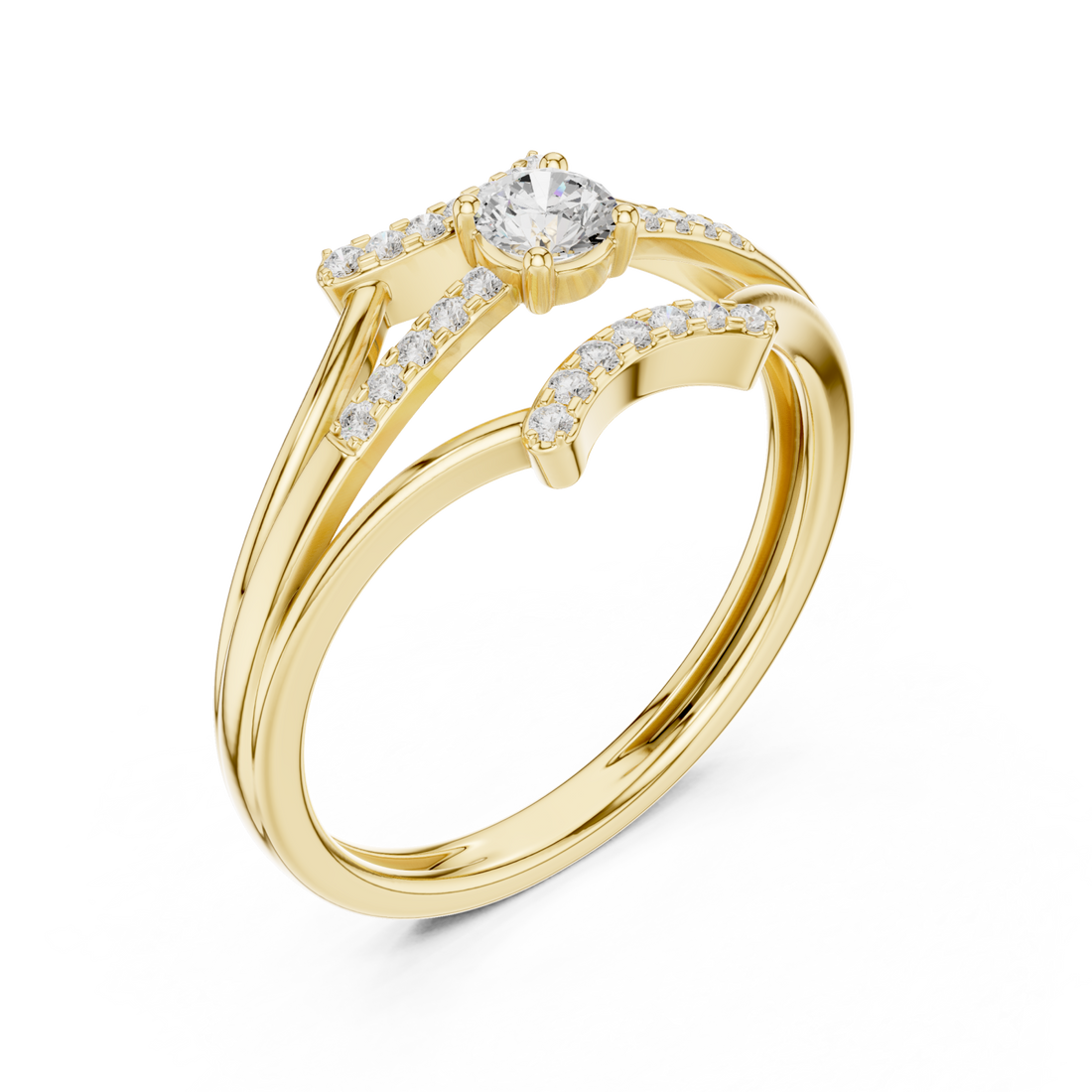 Gold Celestial Embrace Dual Band Ring Right View