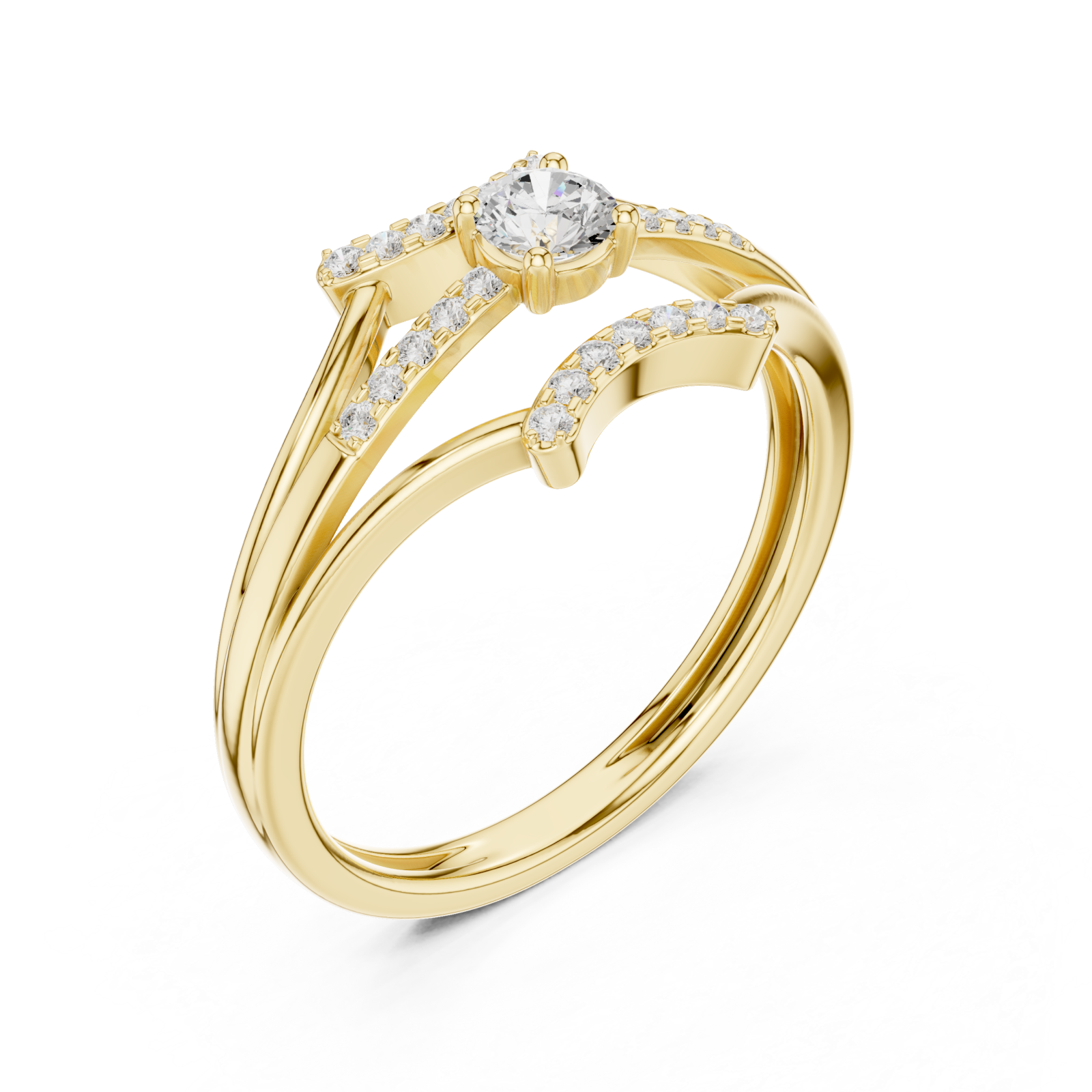 Gold Celestial Embrace Dual Band Ring Right View