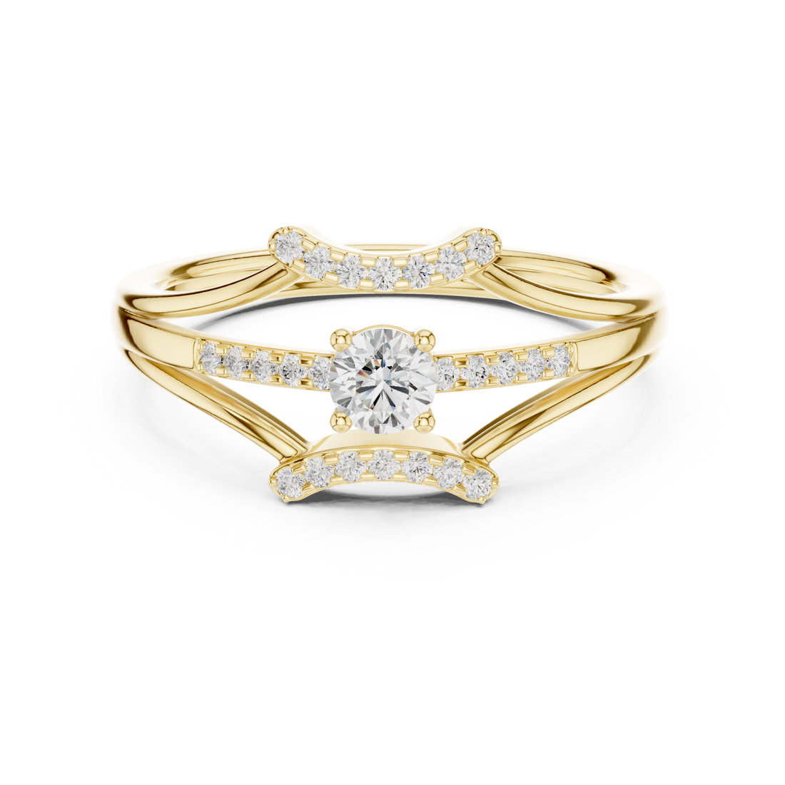 Gold Celestial Embrace Dual Band Ring Right View
