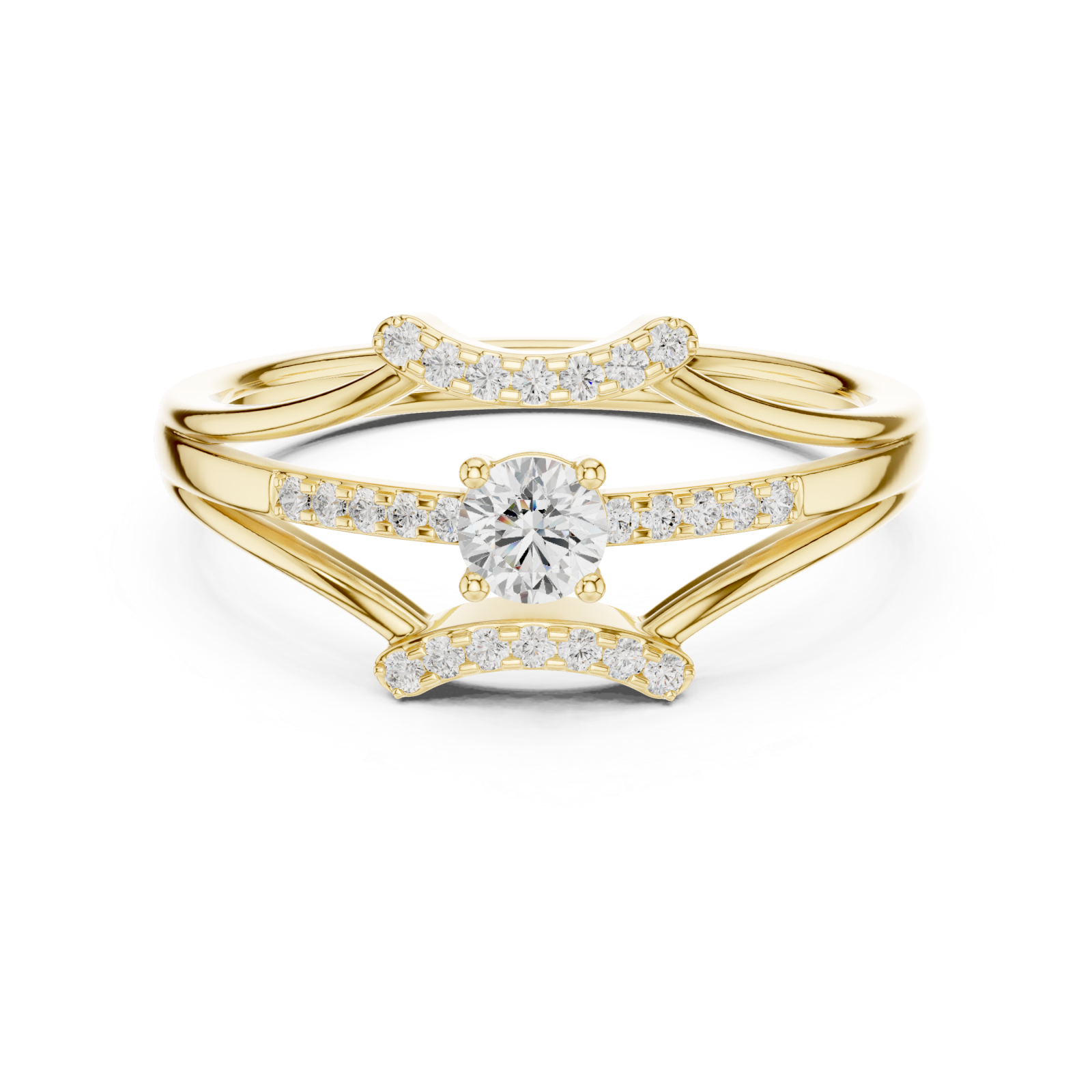  Gold Celestial Embrace Dual Band Ring Front View