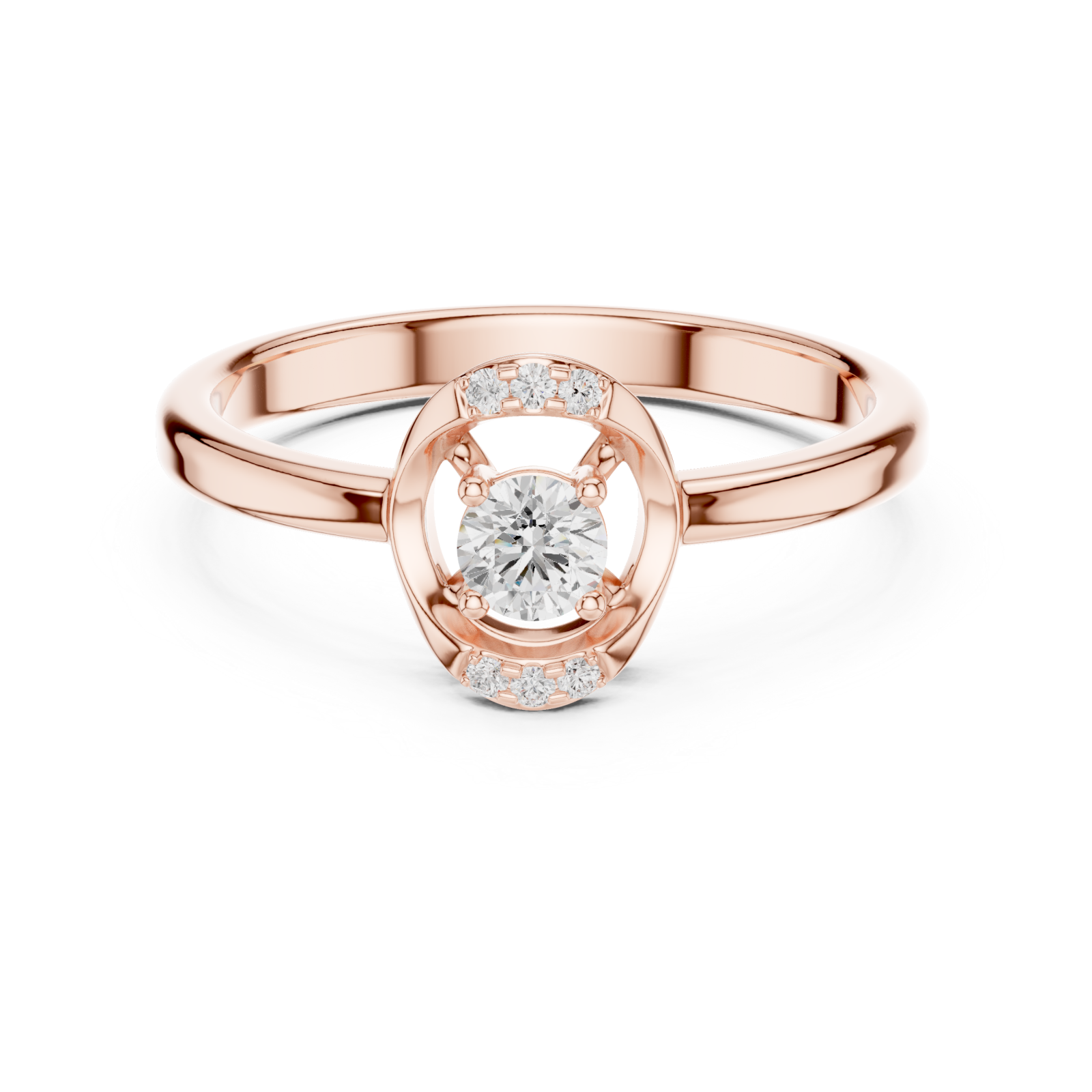  Rose Gold Petite Ribbon Twist Solitaire Ring Front View