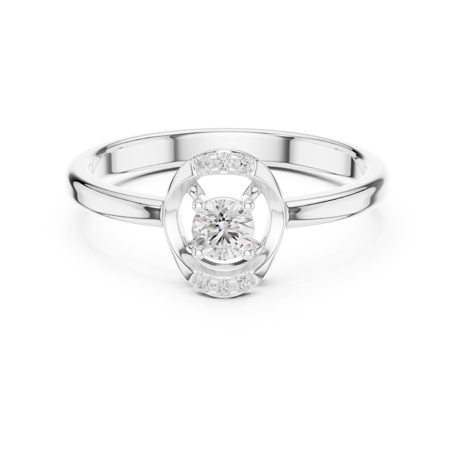  White Gold Petite Ribbon Twist Solitaire Ring Front View