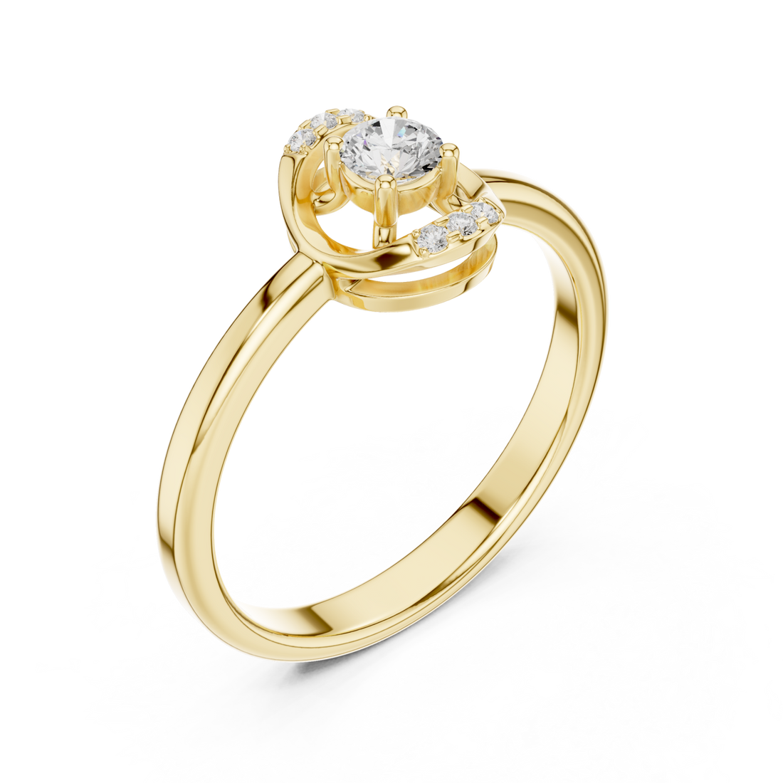 Gold Petite Ribbon Twist Solitaire Ring Right View