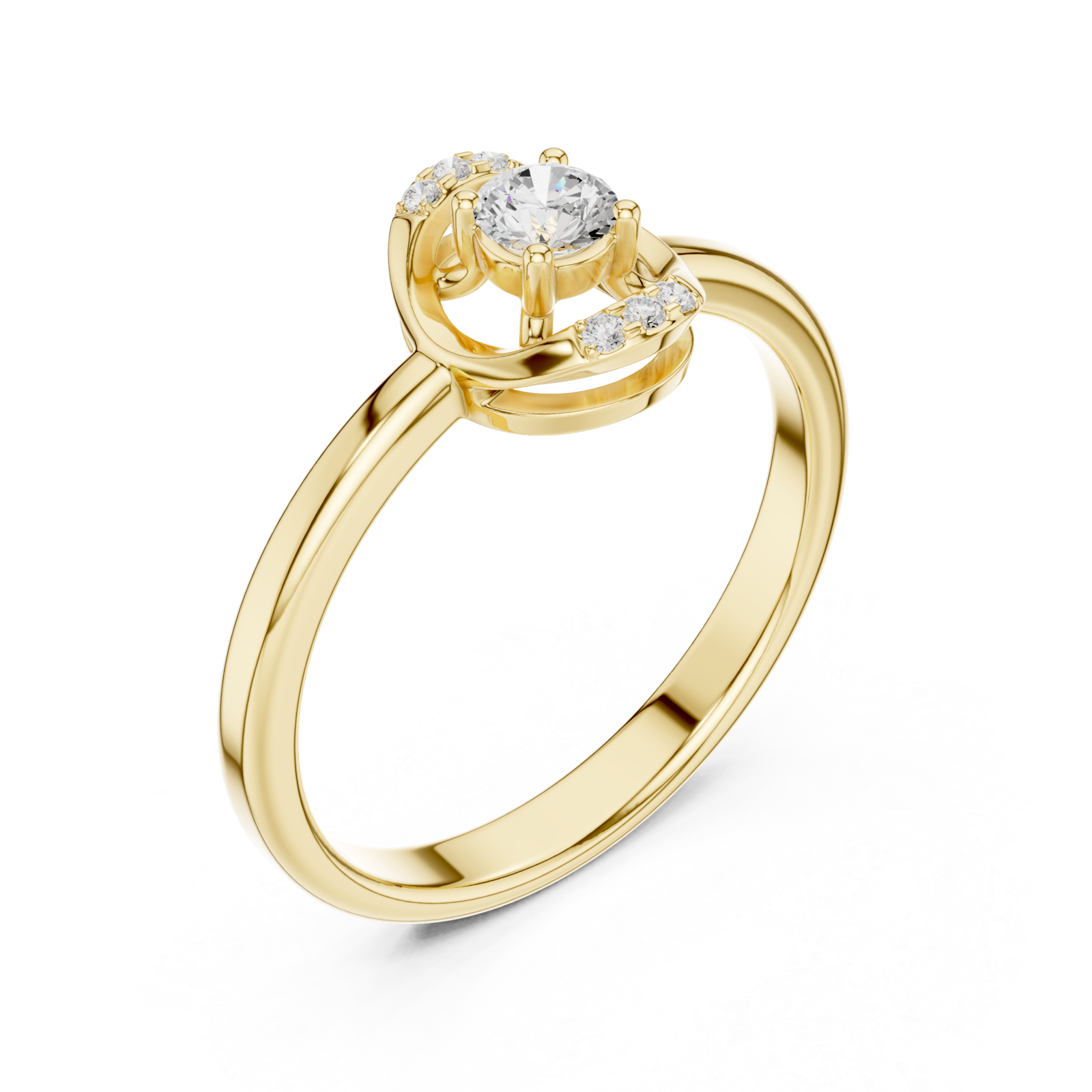 Gold Petite Ribbon Twist Solitaire Ring Right View