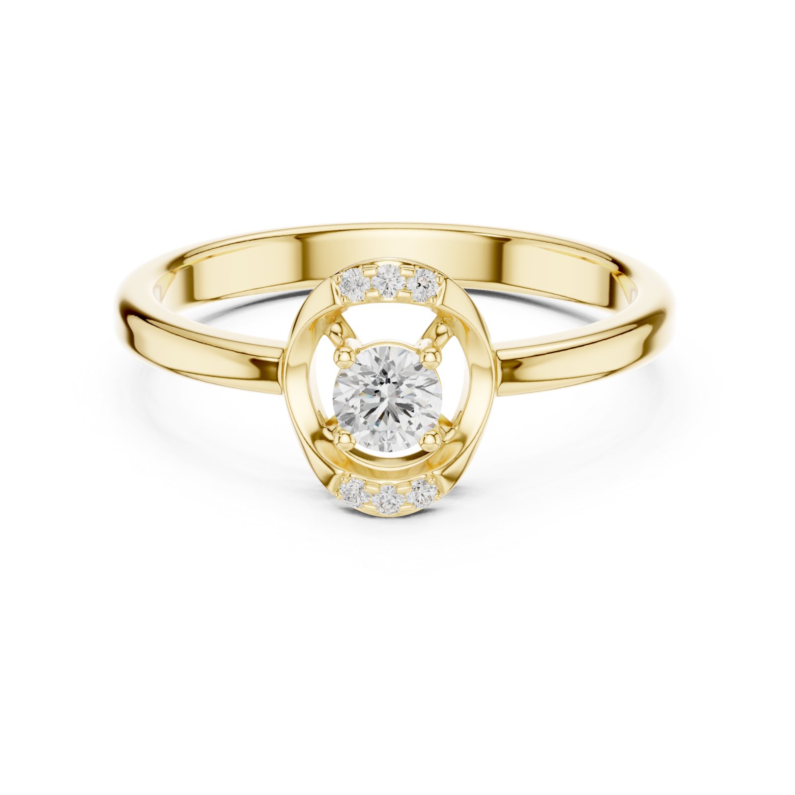  Gold Petite Ribbon Twist Solitaire Ring Front View