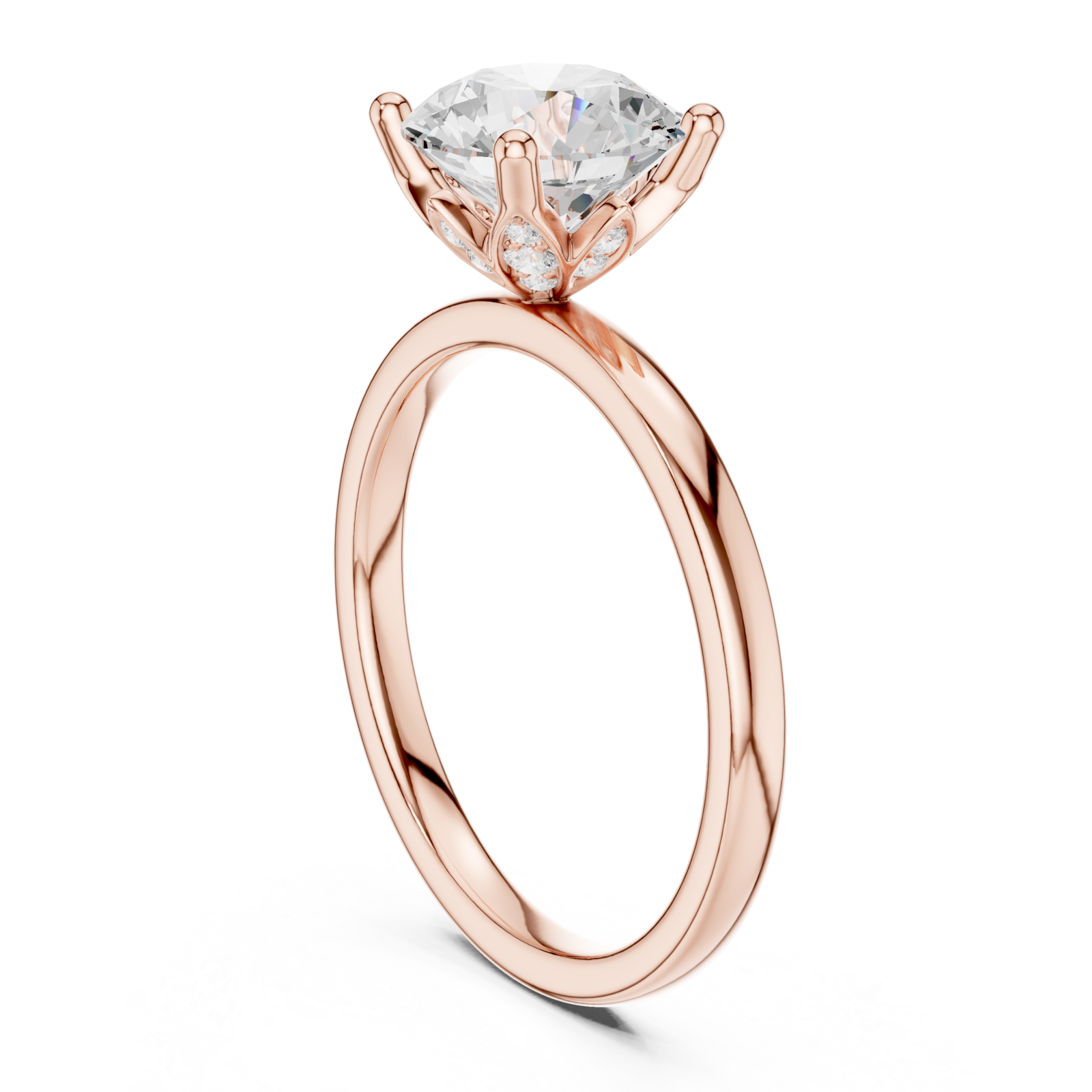  Rose Gold Celestial Embrace Halo Solitaire Band Left View