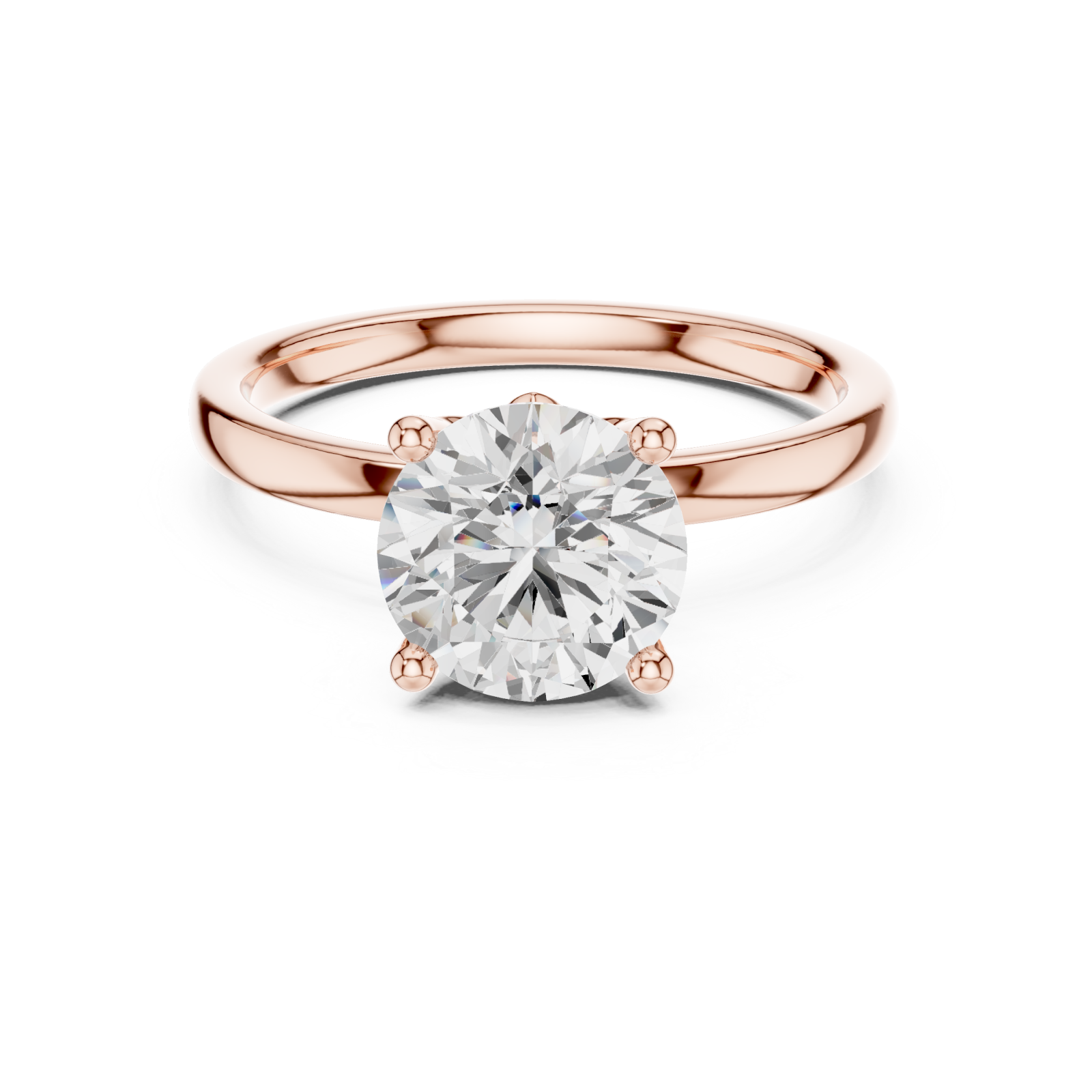  Rose Gold Celestial Embrace Halo Solitaire Band Front View