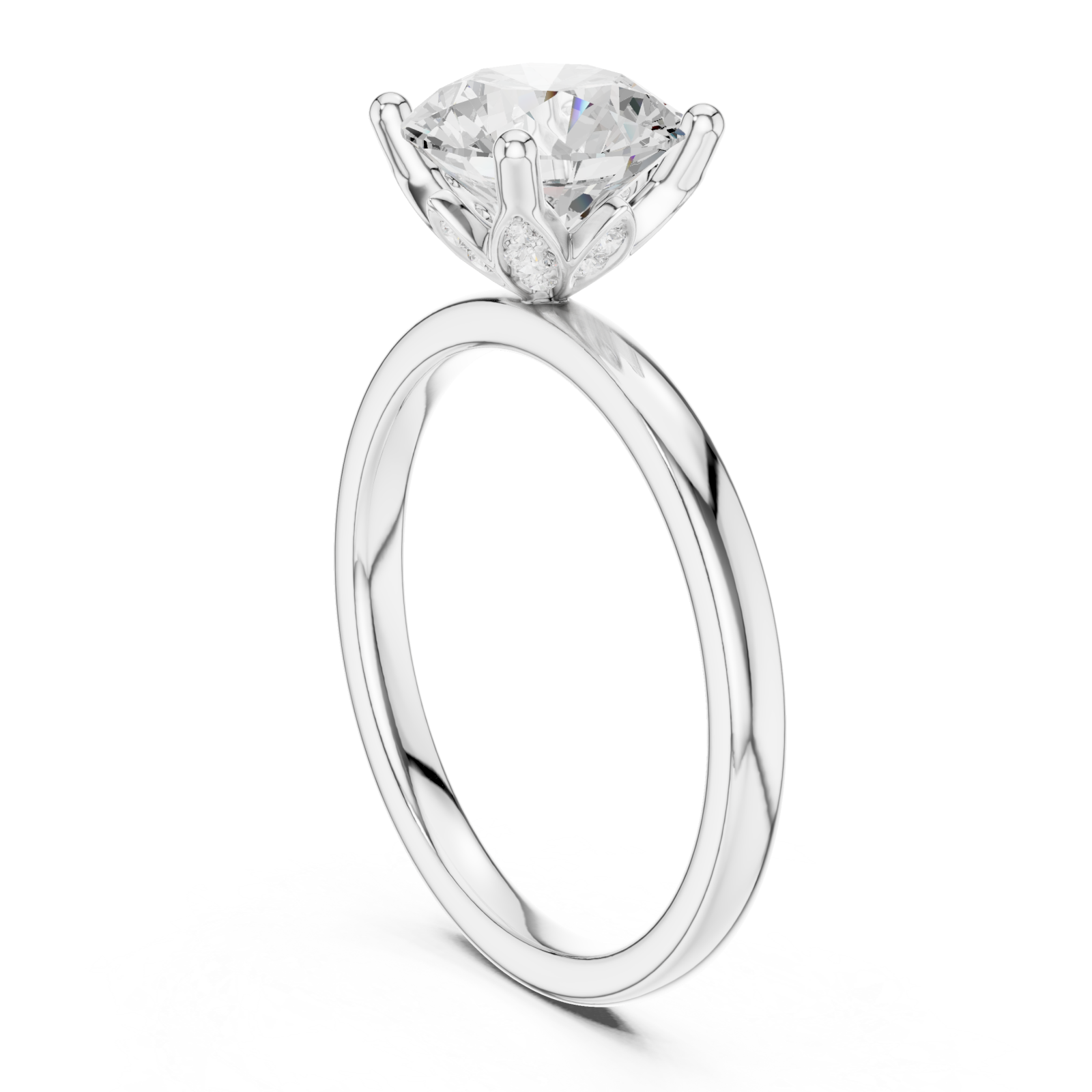  White Gold Celestial Embrace Halo Solitaire Band Left View