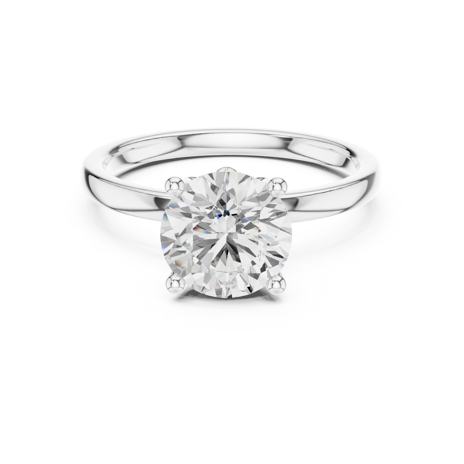  White Gold Celestial Embrace Halo Solitaire Band Front View