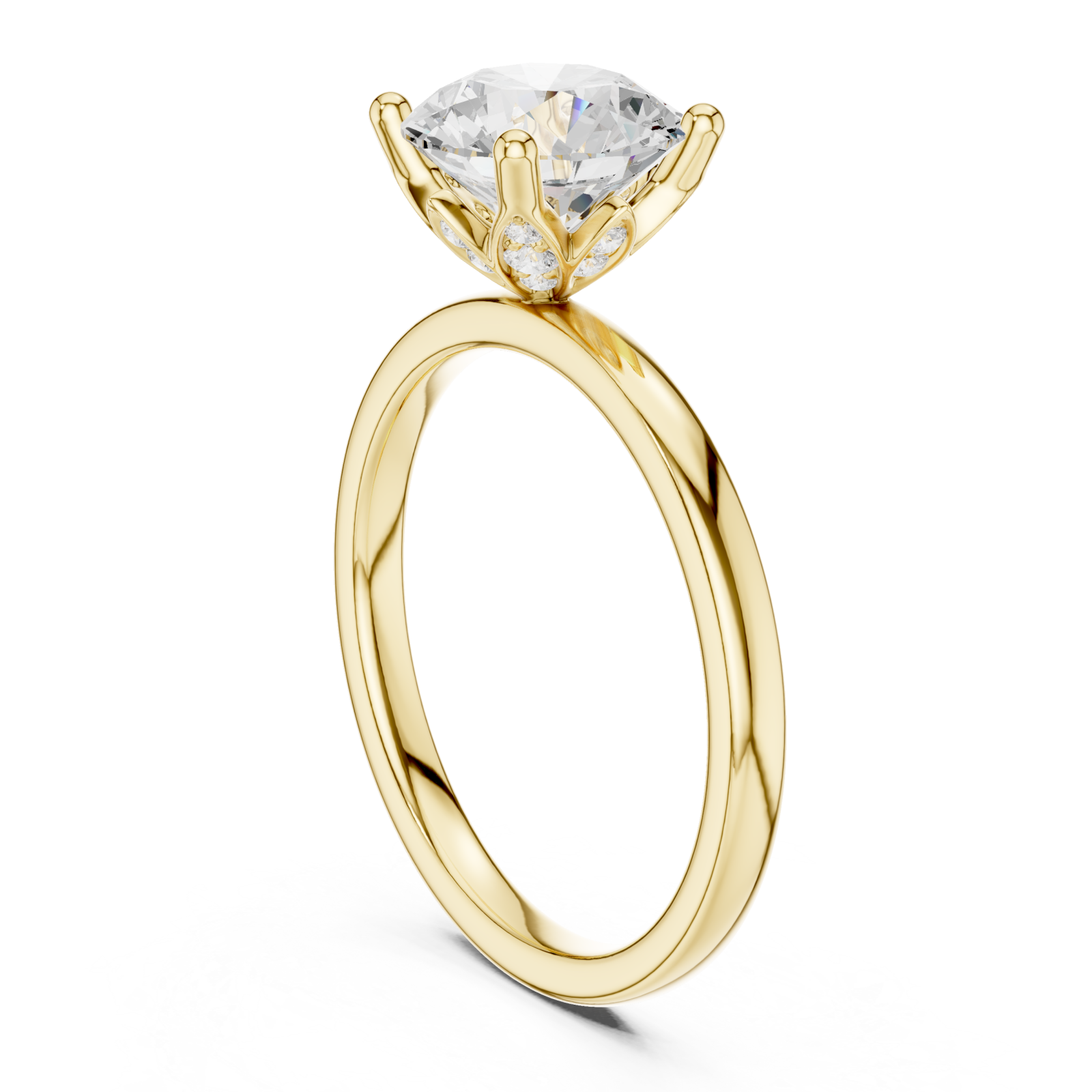  Gold Celestial Embrace Halo Solitaire Band Left View