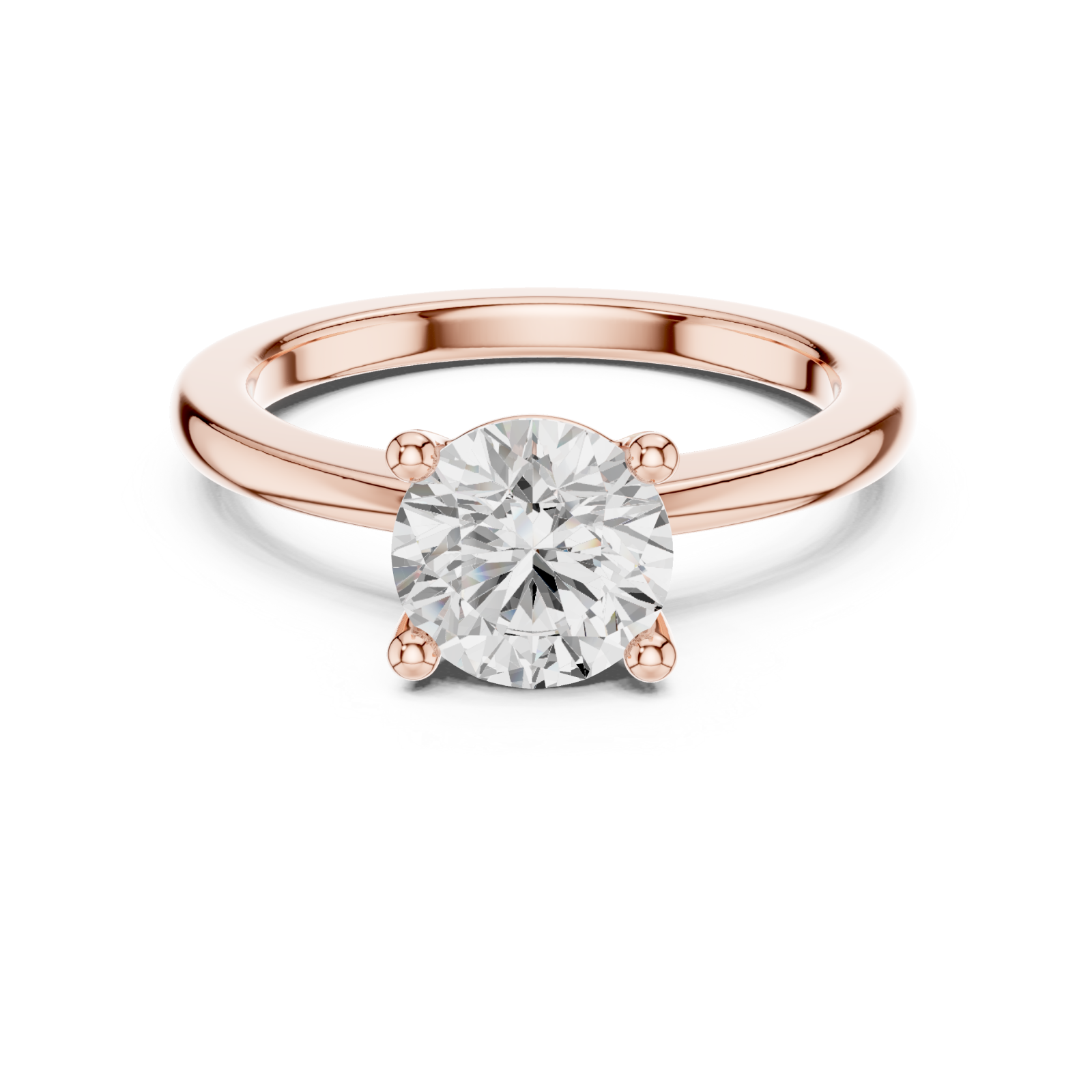  Rose Gold Celestial Luster Solitaire Ring Front View