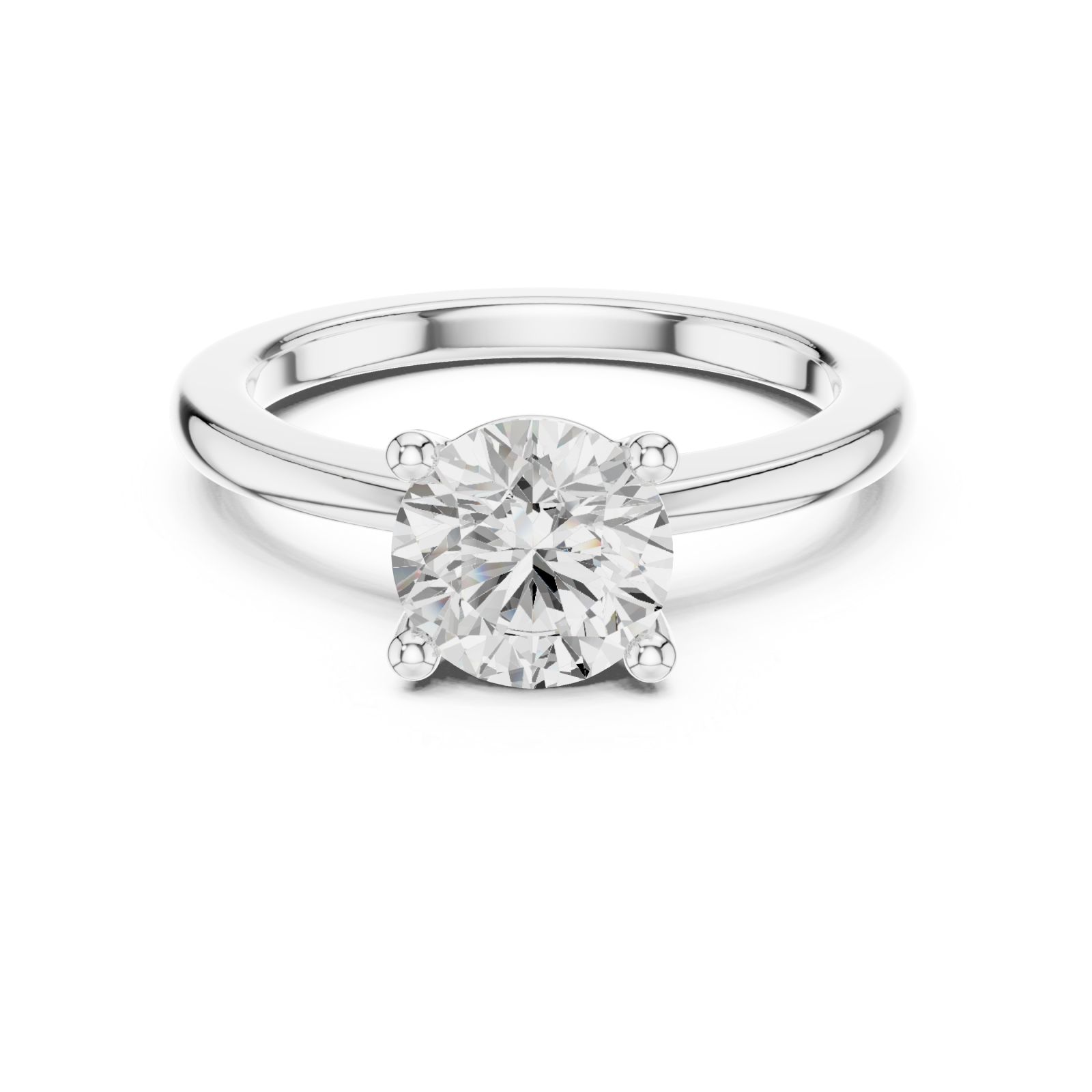  White Gold Celestial Luster Solitaire Ring Front View