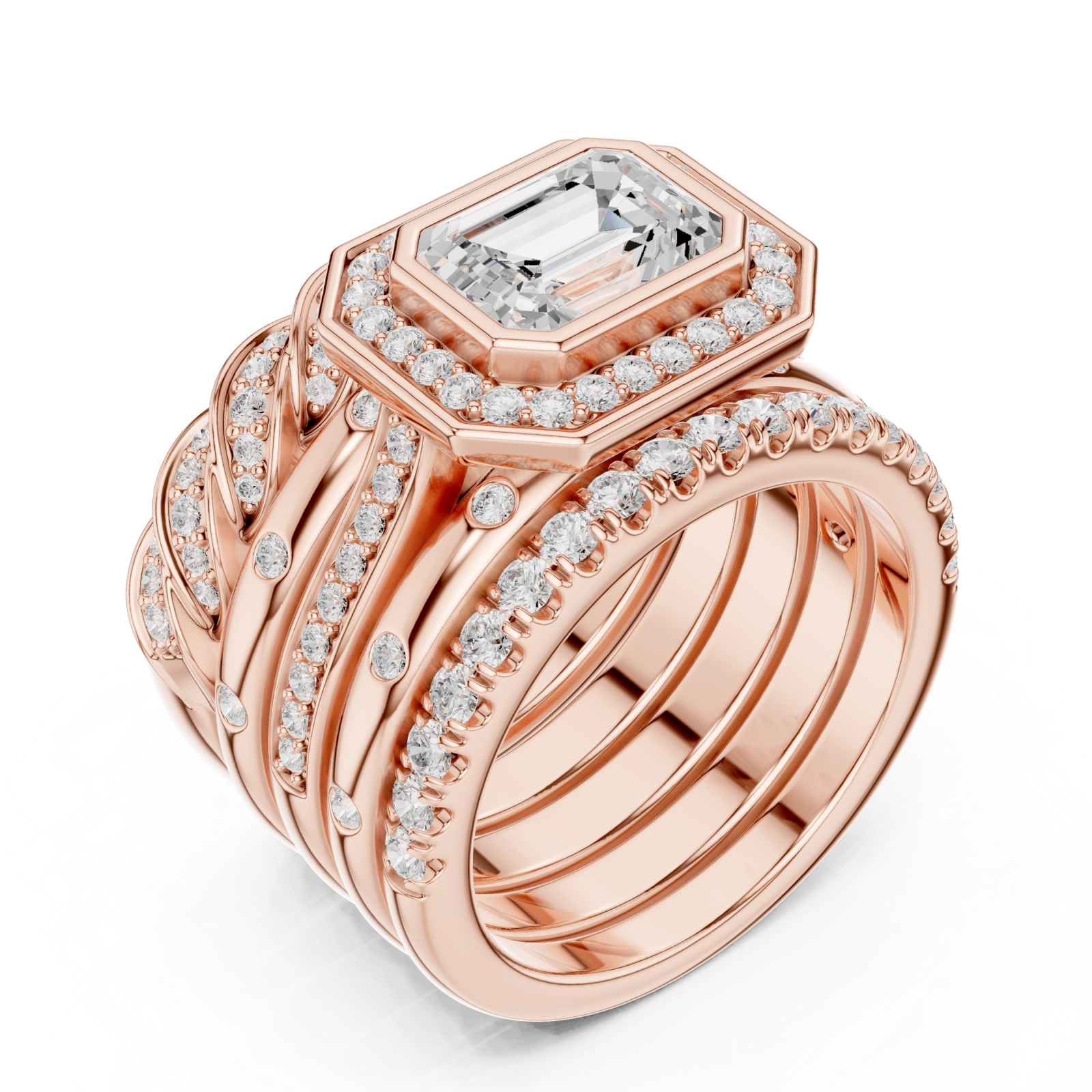  Rose Gold Sculpted Grandeur Statement Cocktail Ring Right View
