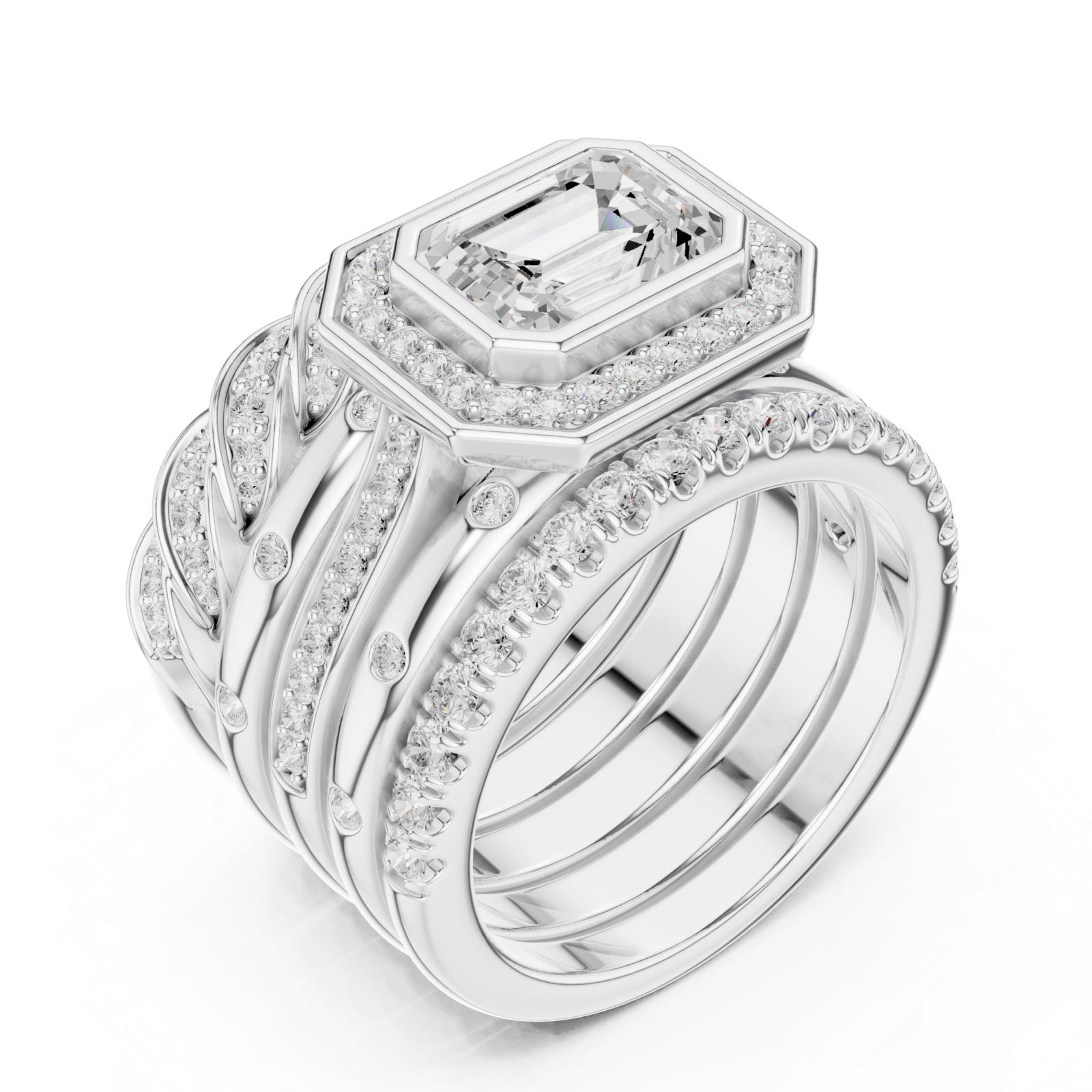  White Gold Sculpted Grandeur Statement Cocktail Ring Right View