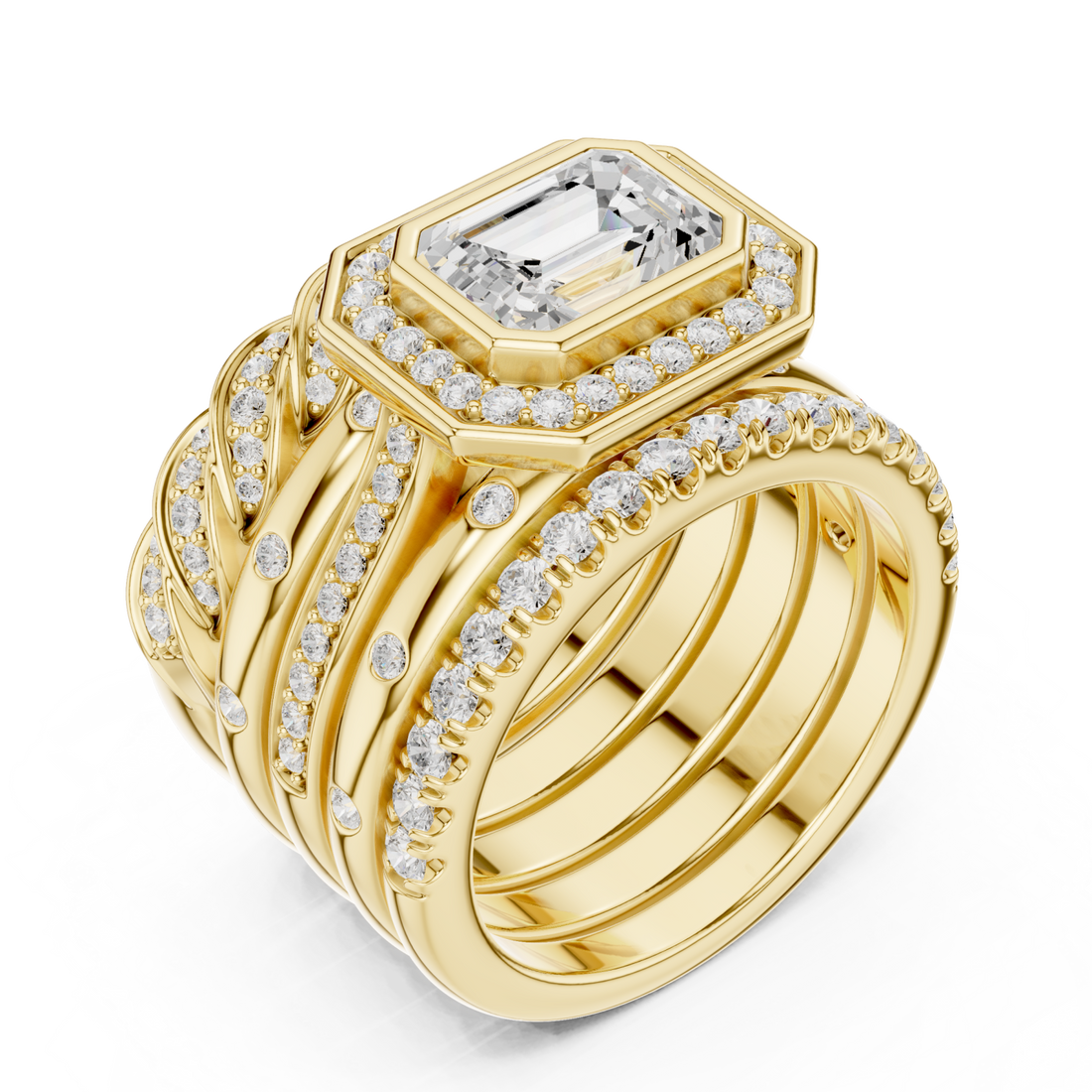 Gold Sculpted Grandeur Statement Cocktail Ring Right View