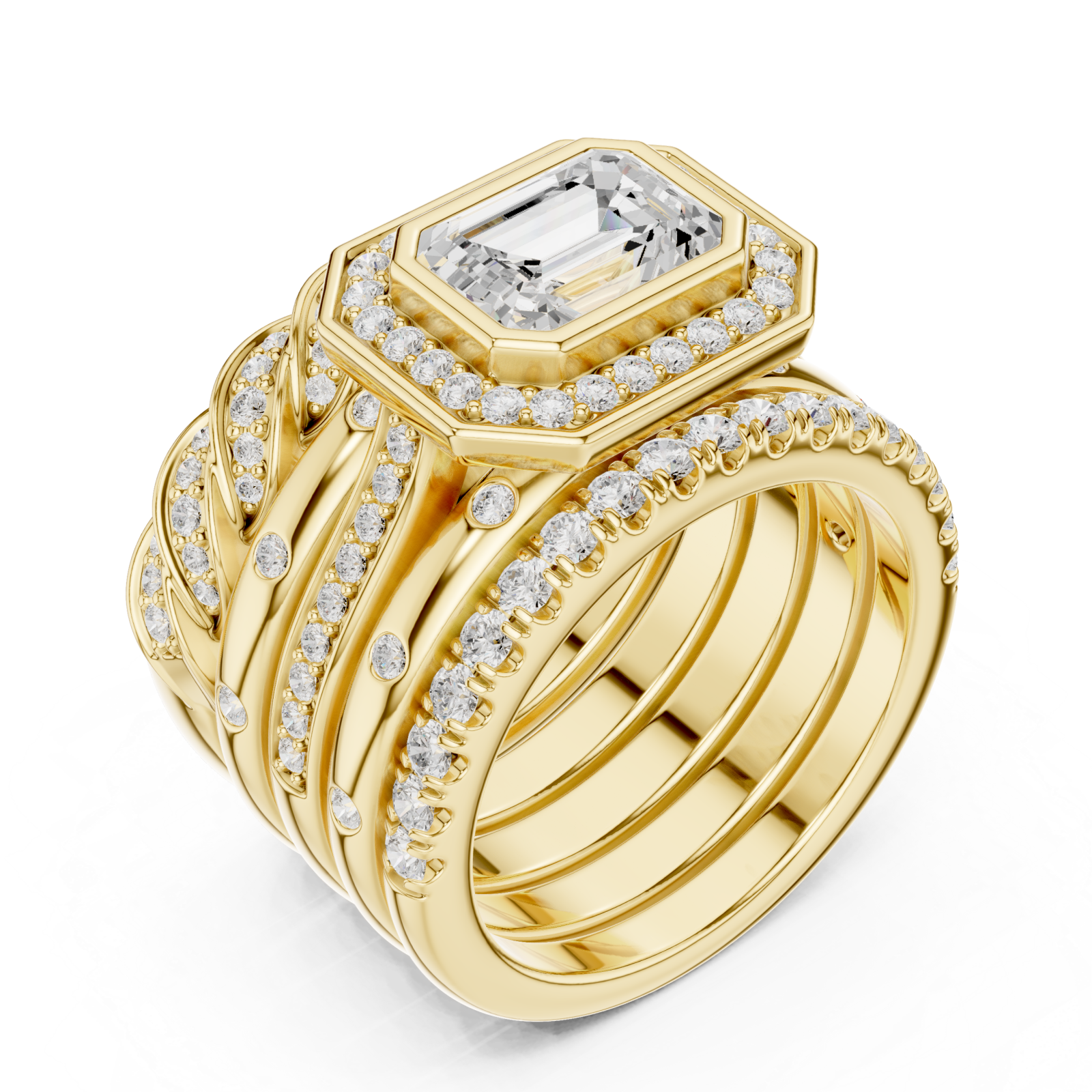 Gold Sculpted Grandeur Statement Cocktail Ring Right View