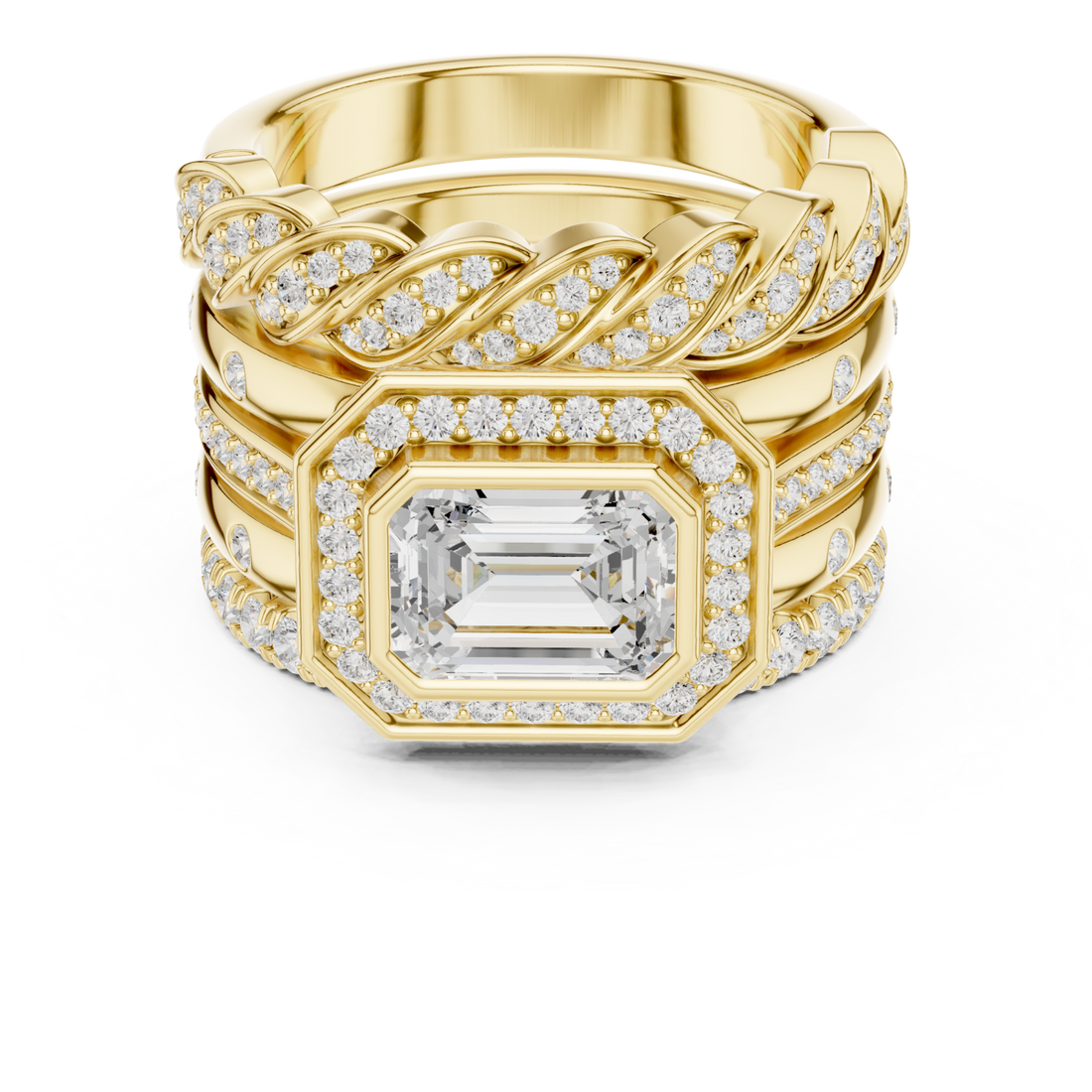Gold Sculpted Grandeur Statement Cocktail Ring Right View