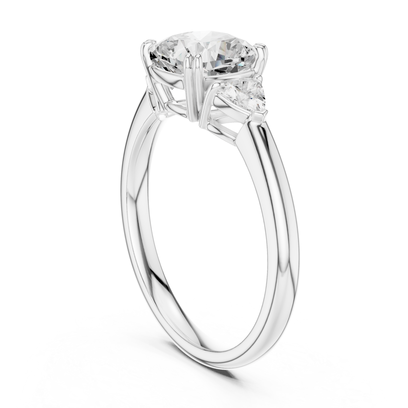  White Gold Radiant Harmony Three Stone Ring Left View