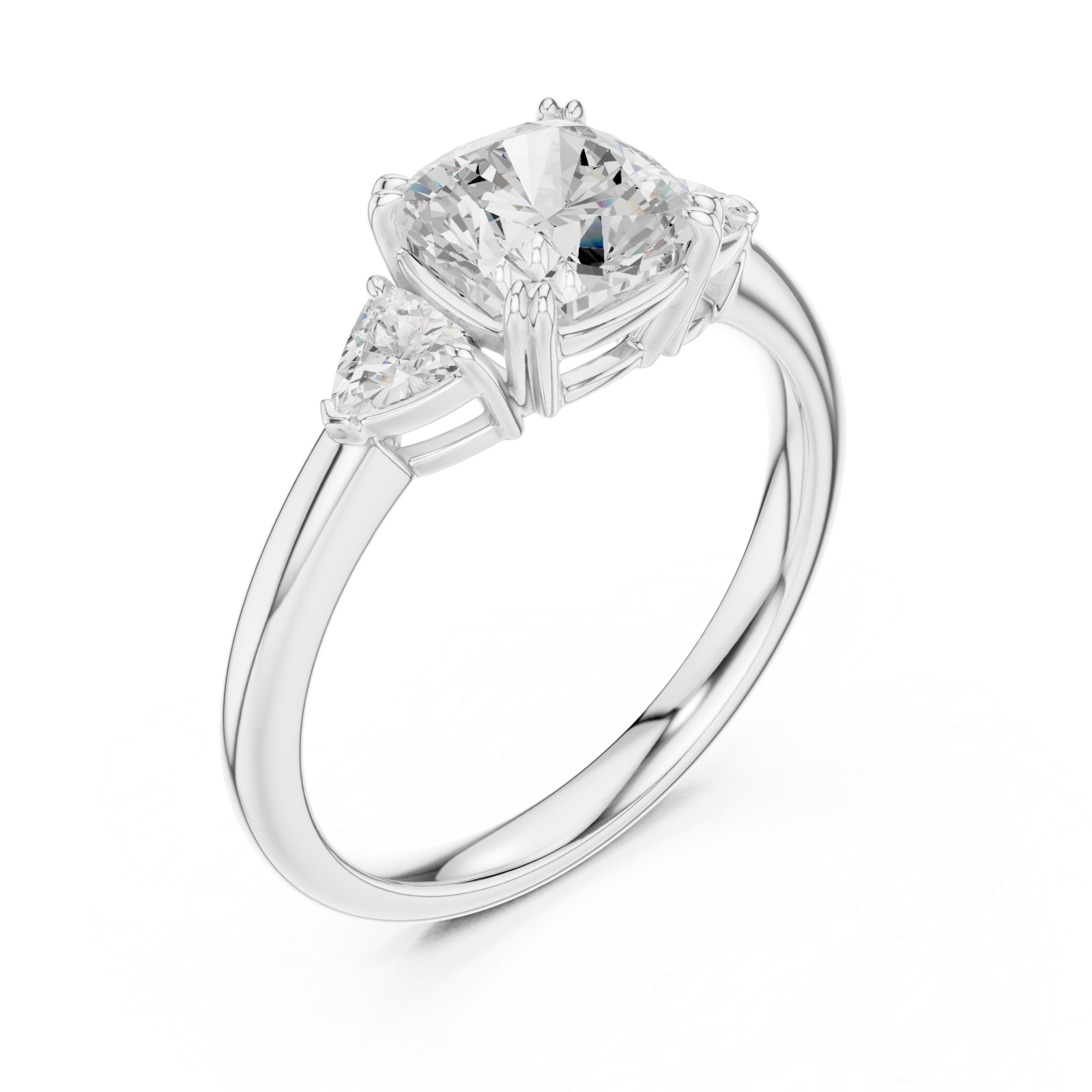  White Gold Radiant Harmony Three Stone Ring Right View