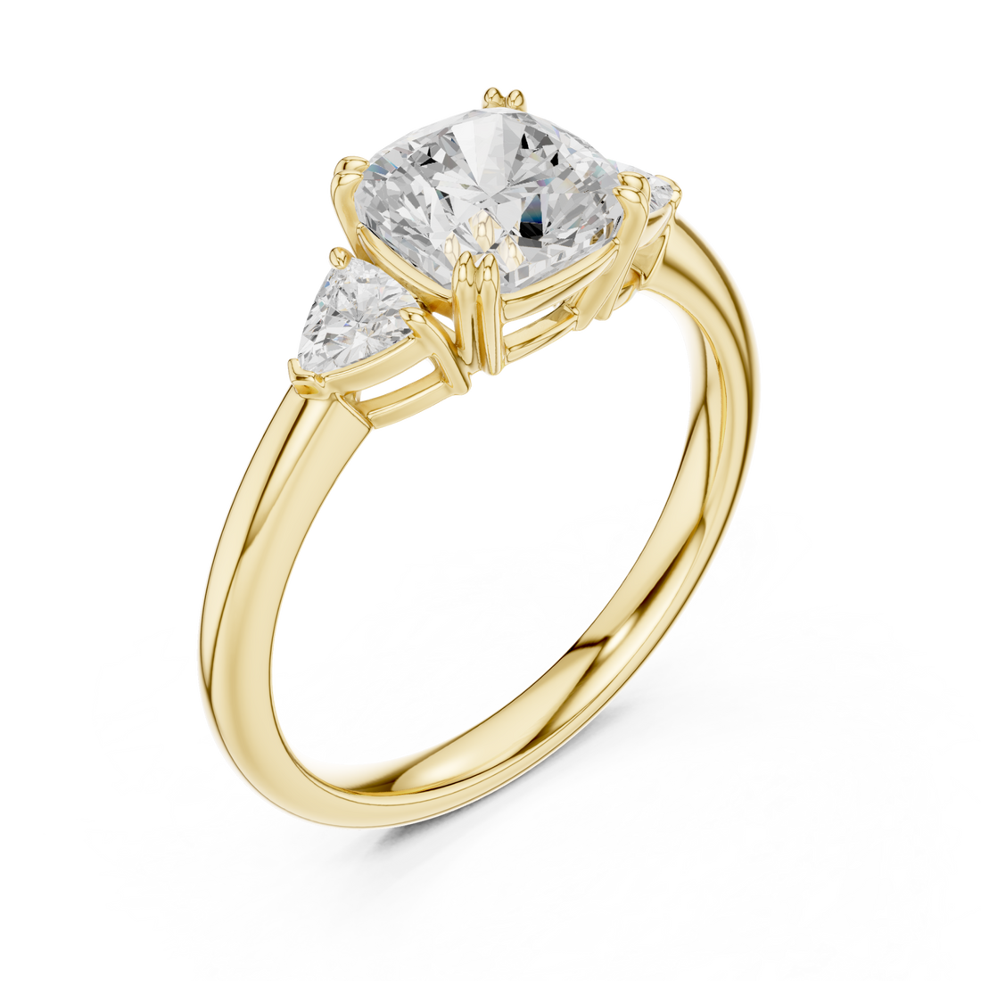 Gold Radiant Harmony Three Stone Ring Right View