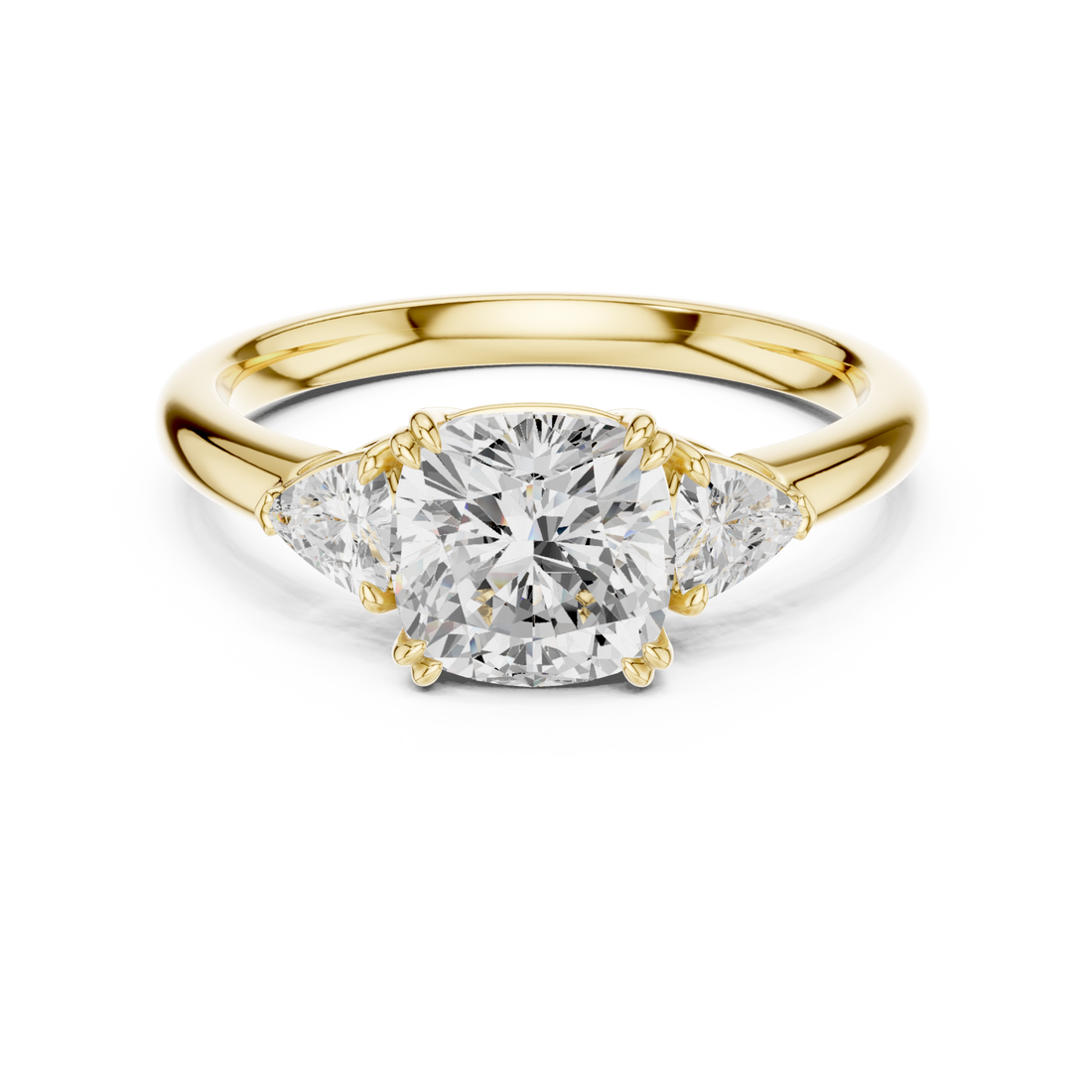 Gold Radiant Harmony Three Stone Ring Right View