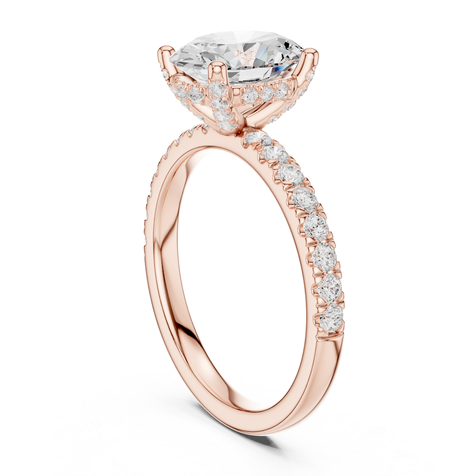  Rose Gold Eclipse Embrace Solitaire Ring Left View