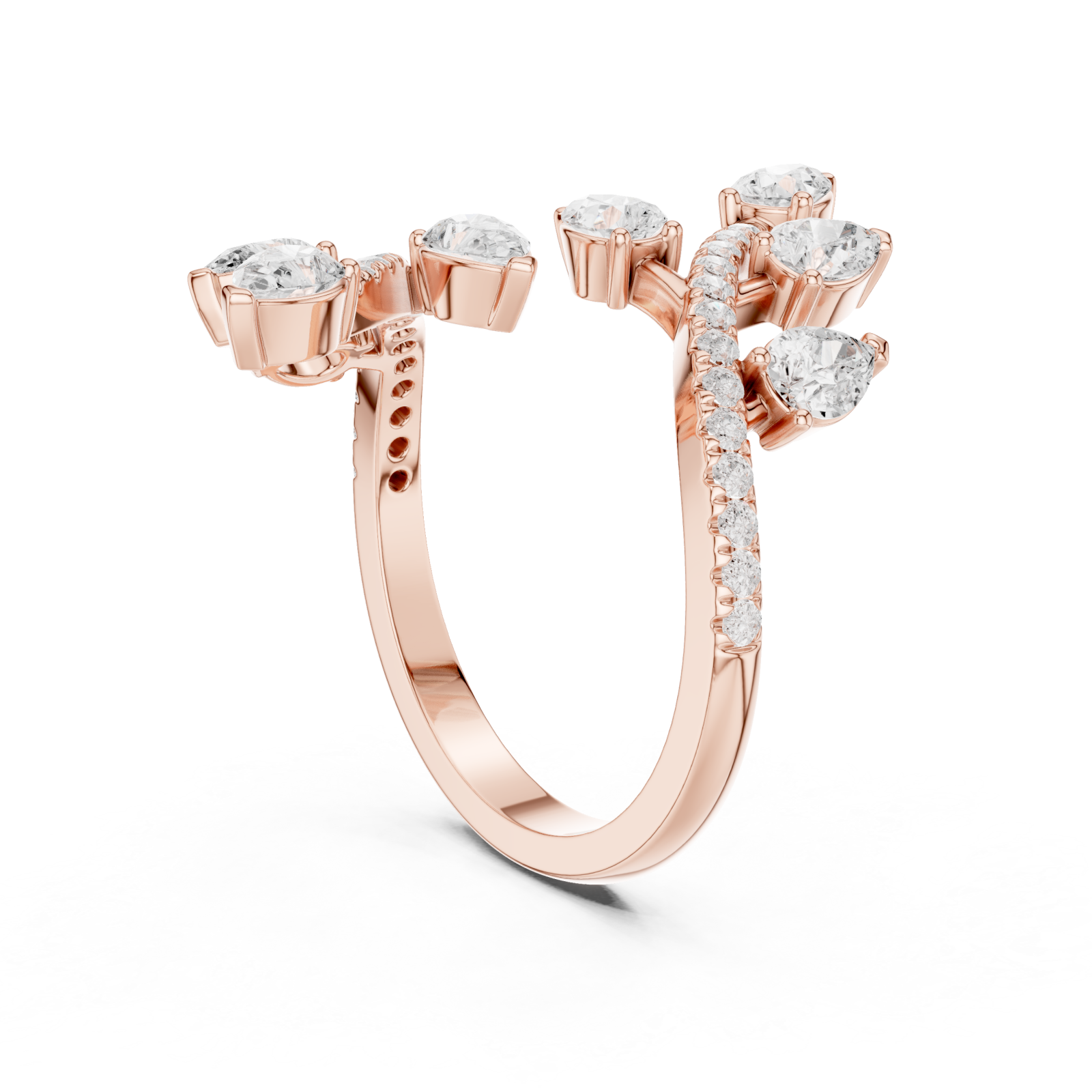  Rose Gold Whispering Petal Embrace Ring Left View