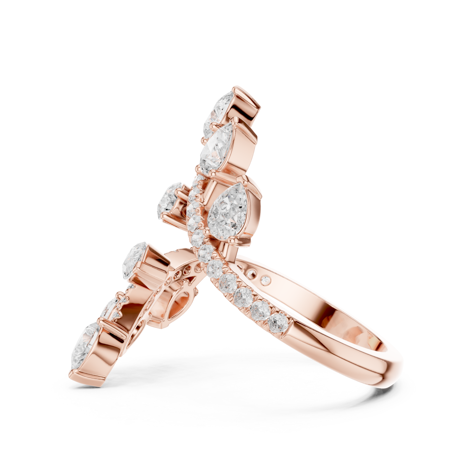  Rose Gold Whispering Petal Embrace Ring Side View