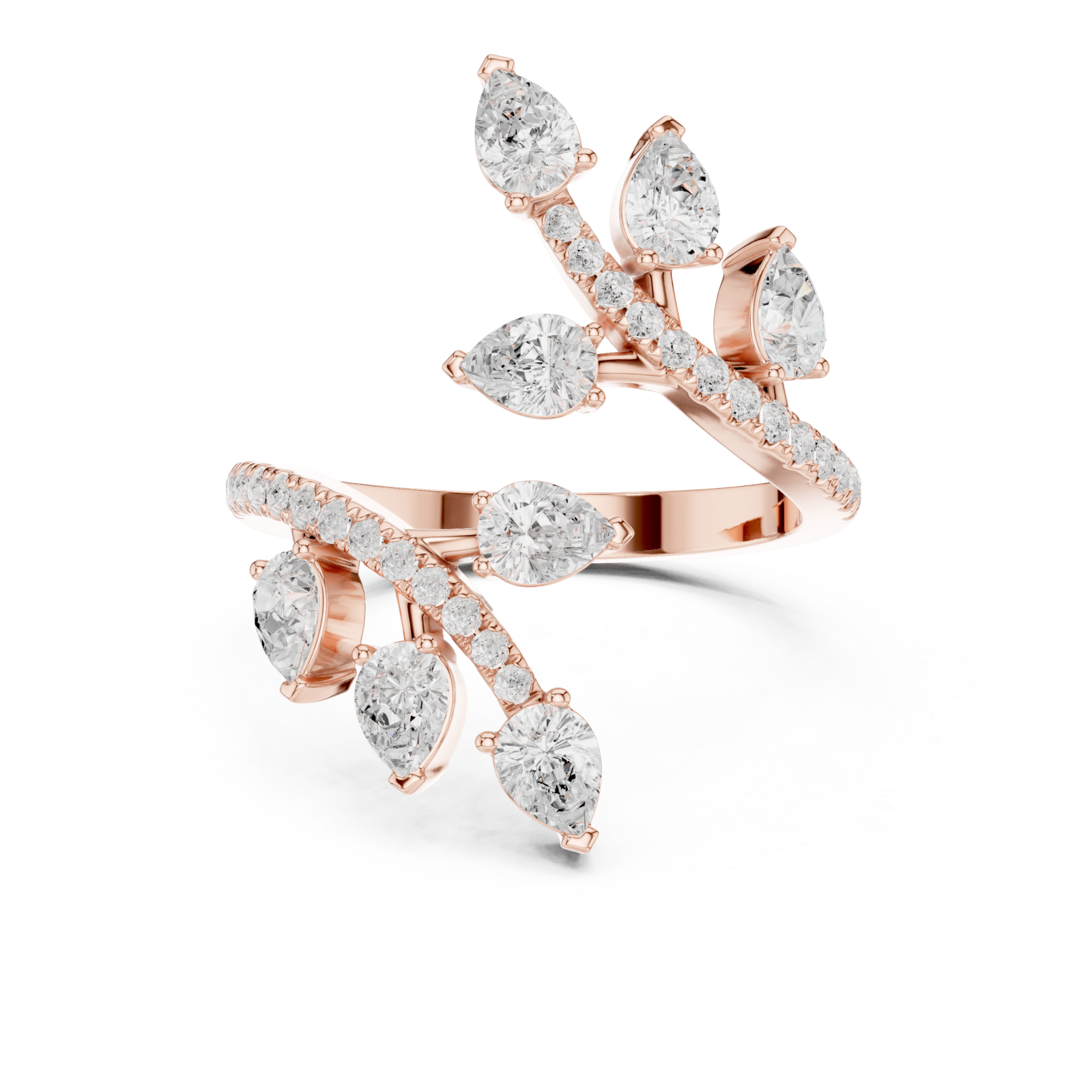  Rose Gold Whispering Petal Embrace Ring Front View