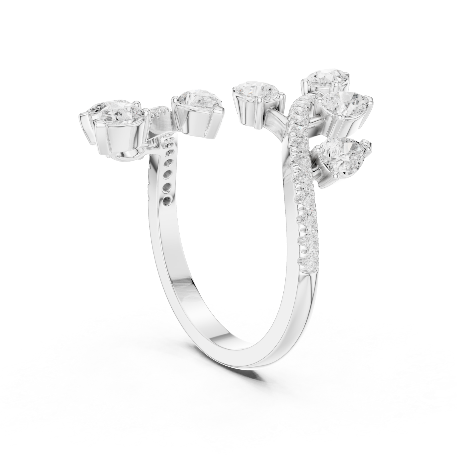  White Gold Whispering Petal Embrace Ring Left View