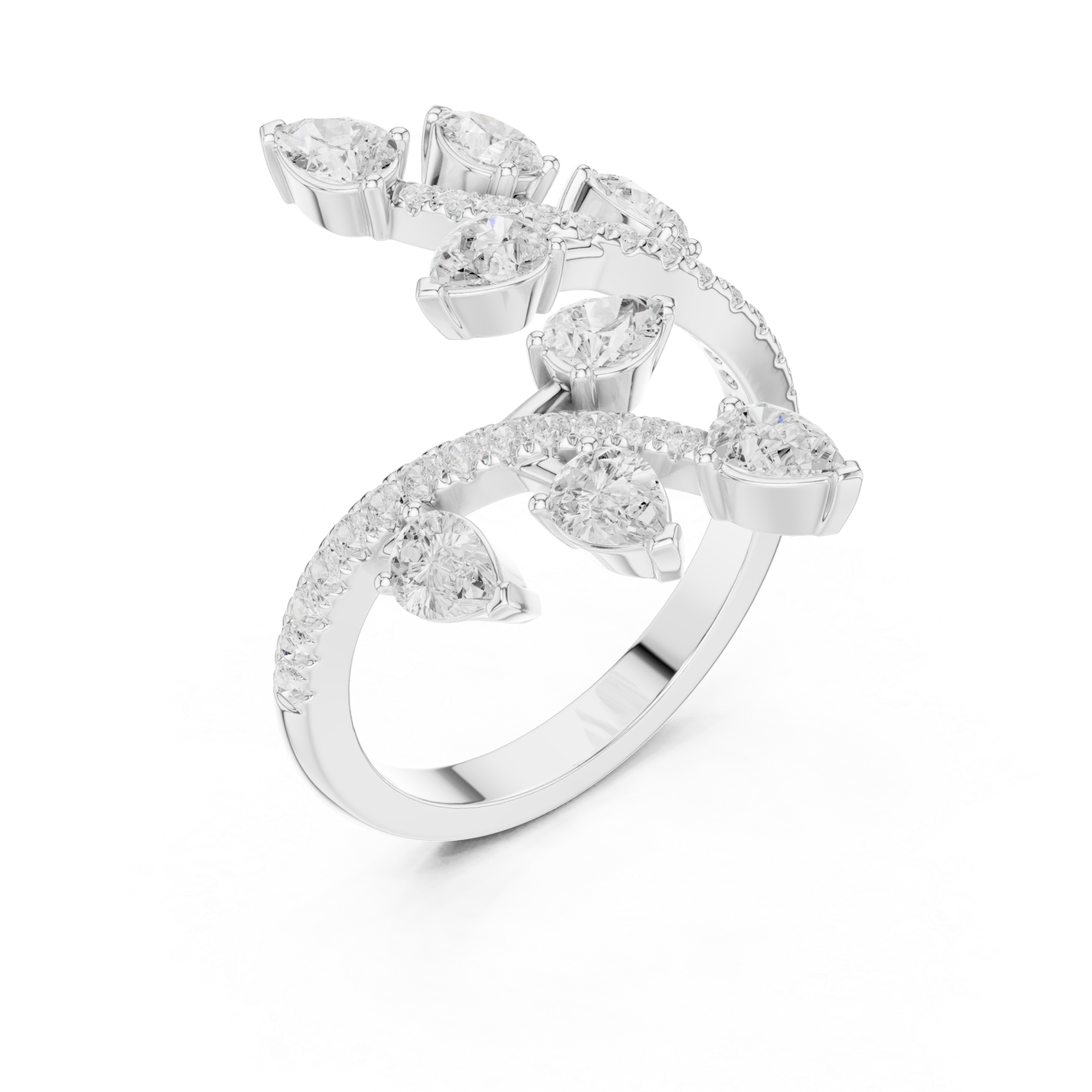  White Gold Whispering Petal Embrace Ring Right View