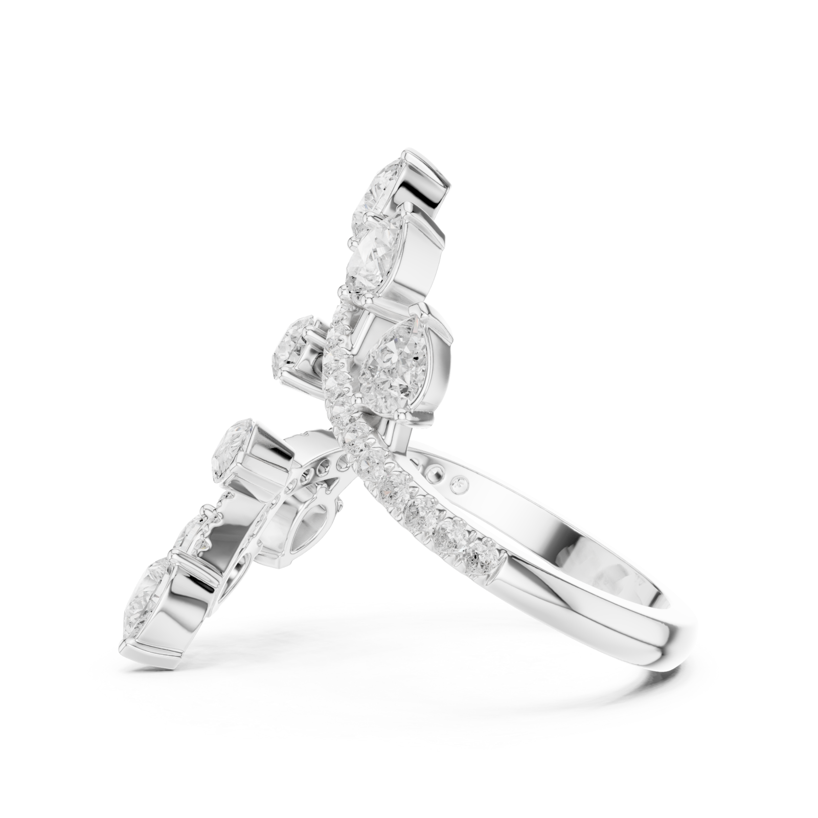  White Gold Whispering Petal Embrace Ring Side View