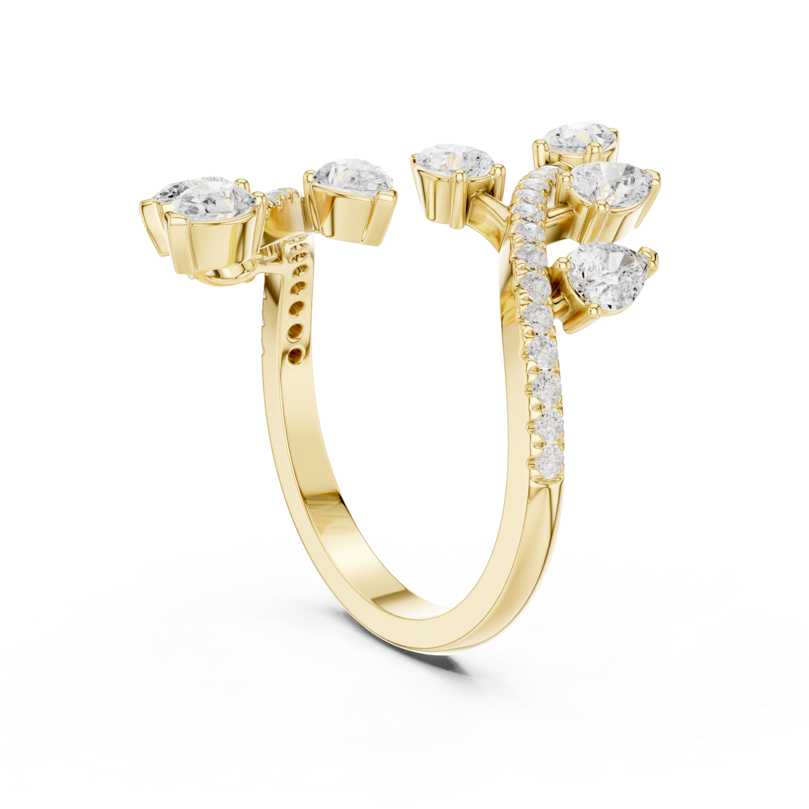  Gold Whispering Petal Embrace Ring Left View