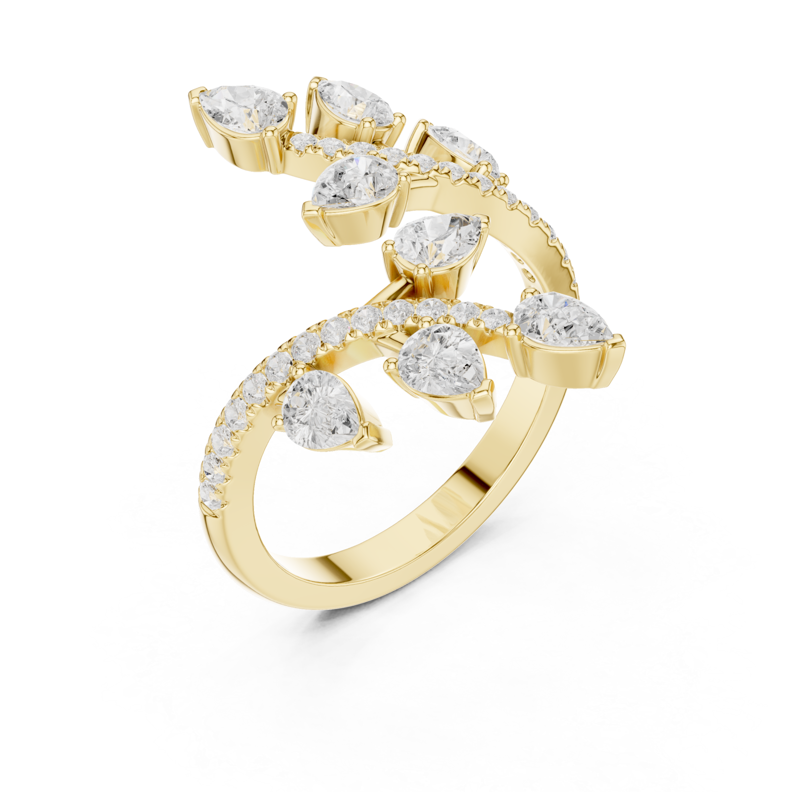 Gold Whispering Petal Embrace Ring Right View