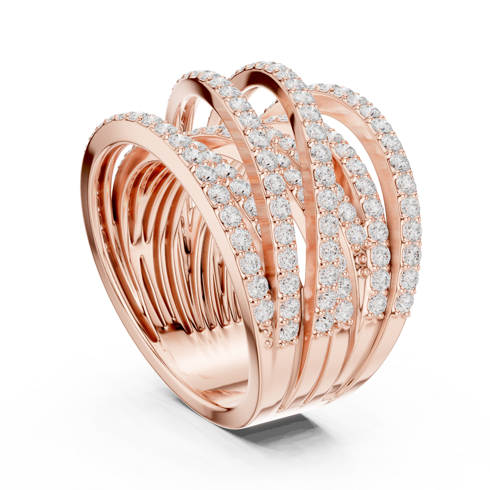  Rose Gold Celestial Arc Glamour Ring Left View