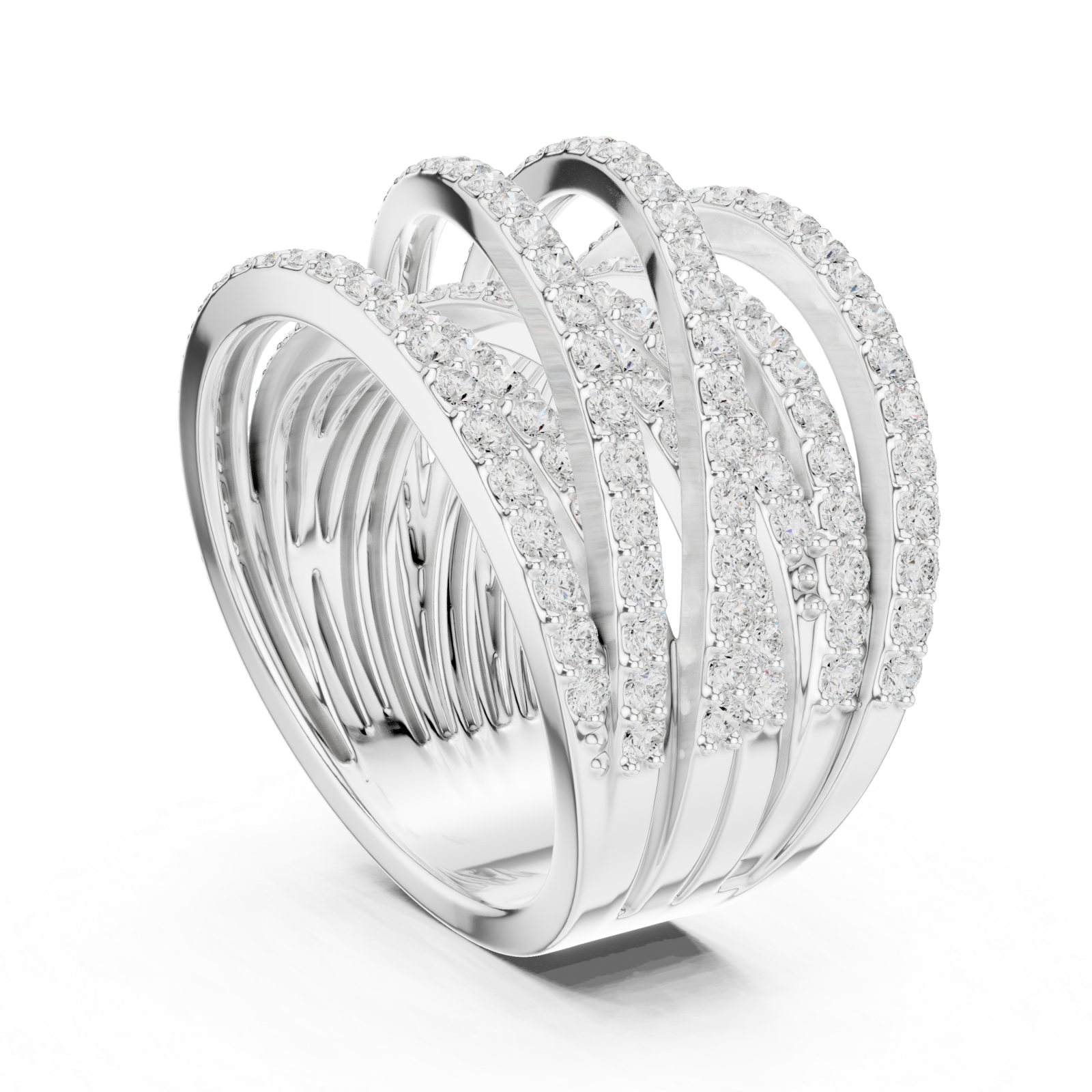  White Gold Celestial Arc Glamour Ring Left View