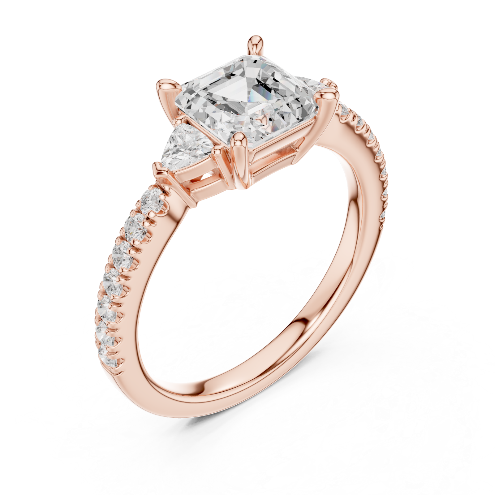  Rose Gold Cascade Embrace Solitaire Ring Right View