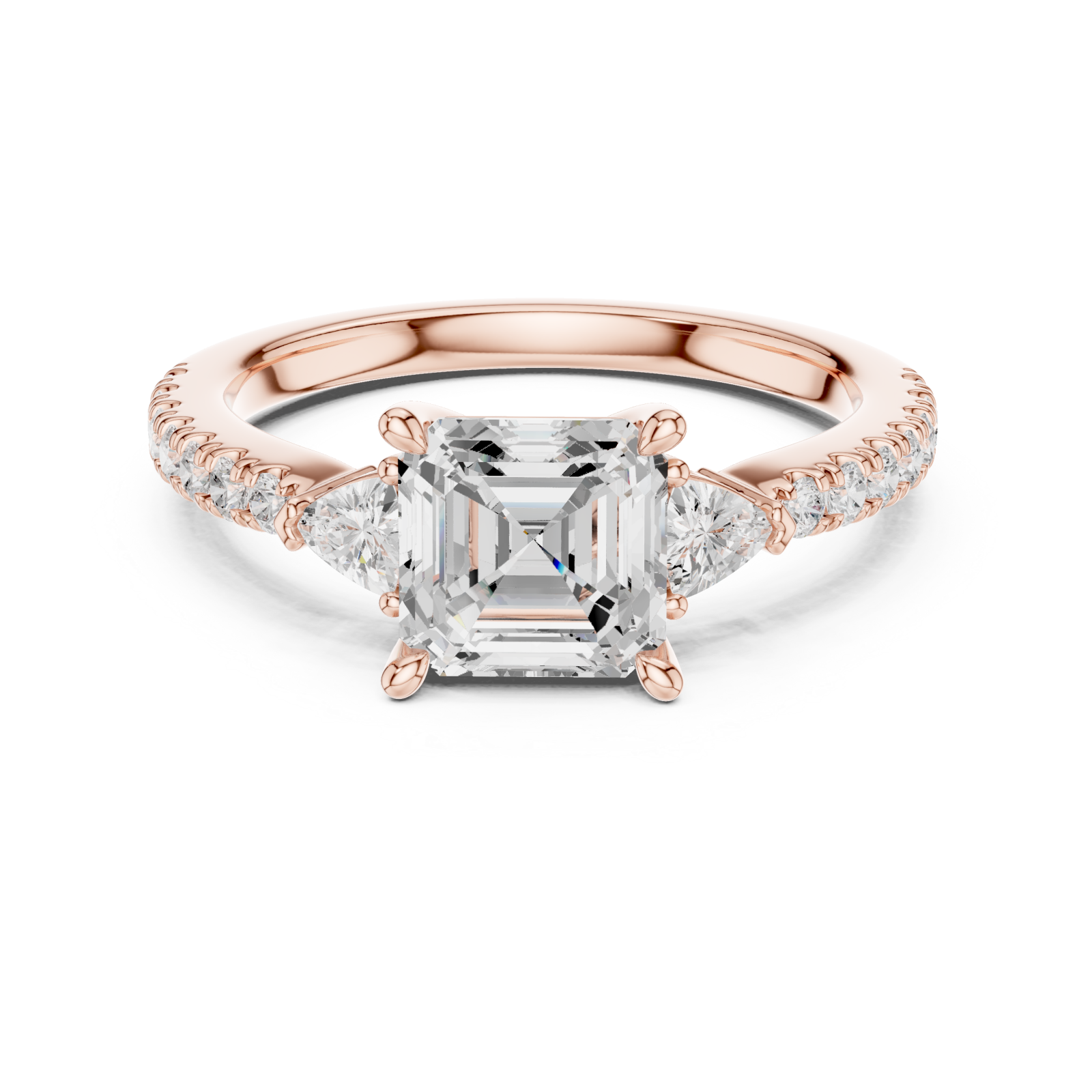  Rose Gold Cascade Embrace Solitaire Ring Front View