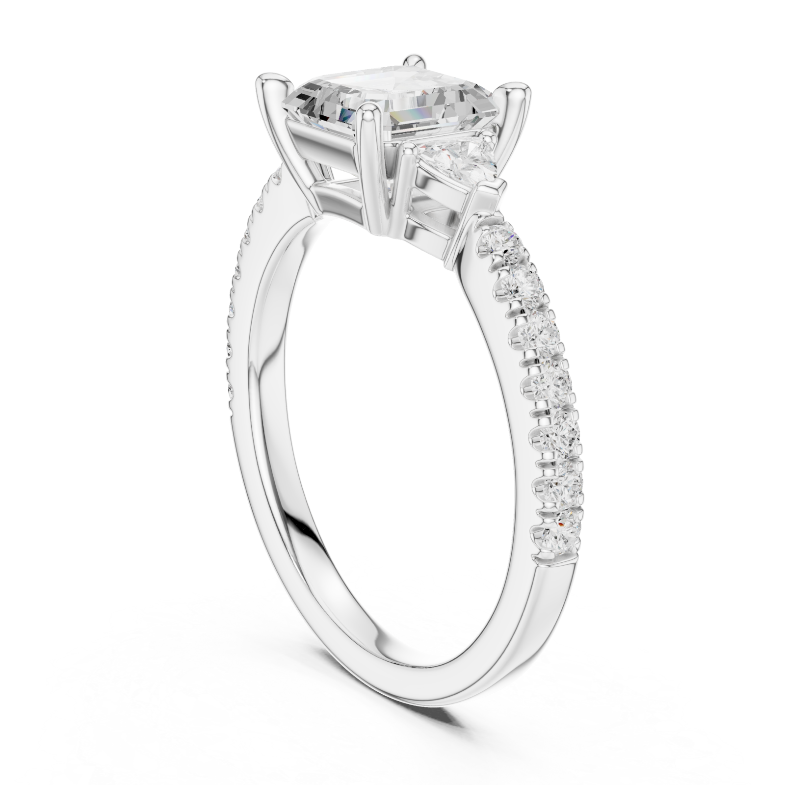  White Gold Cascade Embrace Solitaire Ring Left View