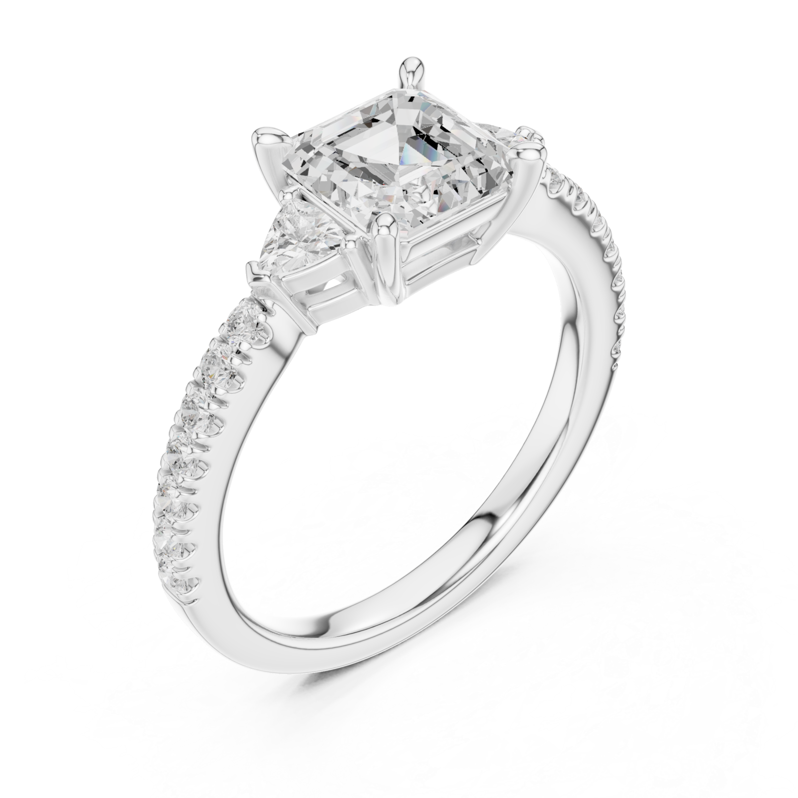  White Gold Cascade Embrace Solitaire Ring Right View