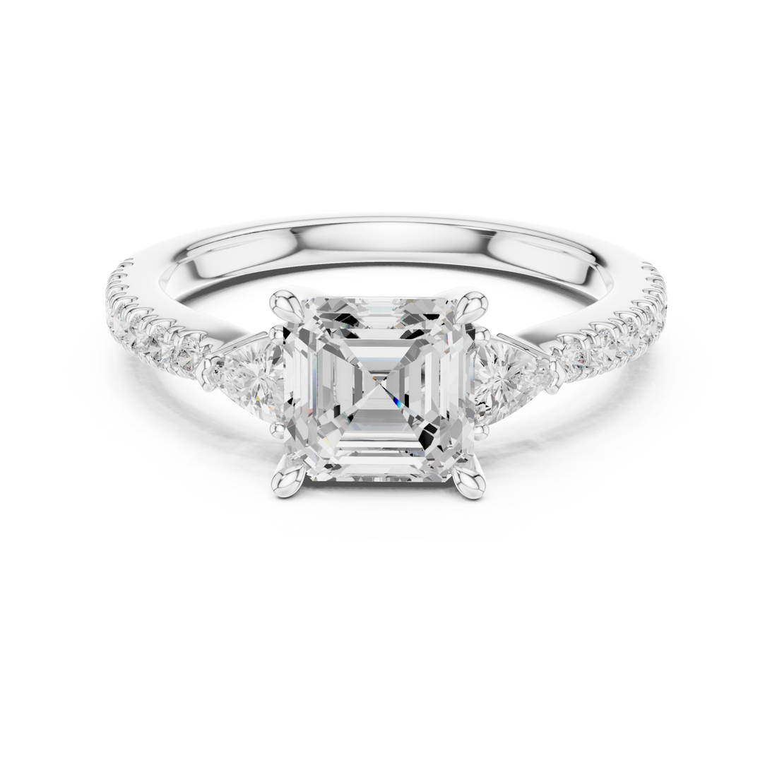  White Gold Cascade Embrace Solitaire Ring Right View