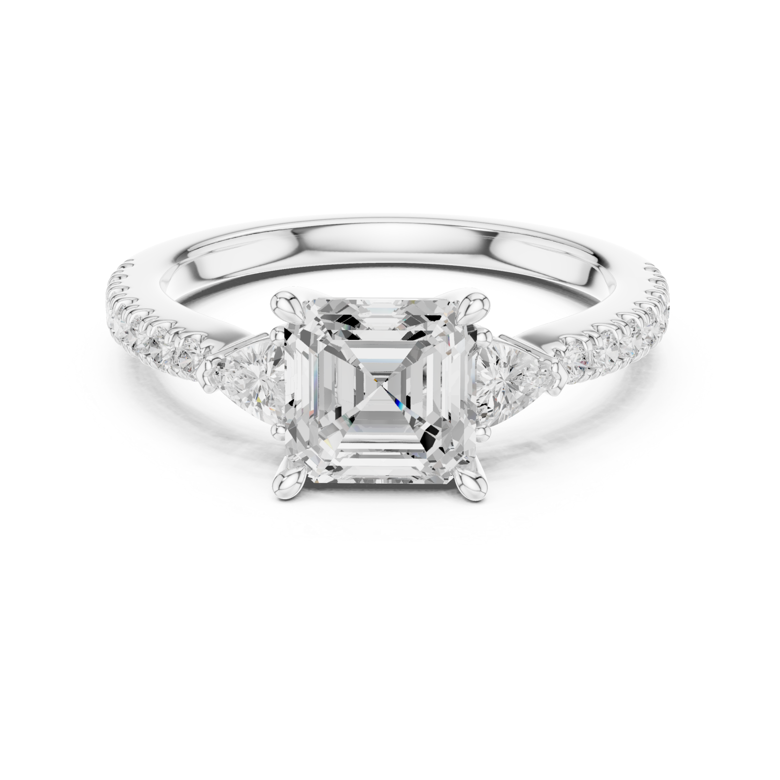  White Gold Cascade Embrace Solitaire Ring Front View