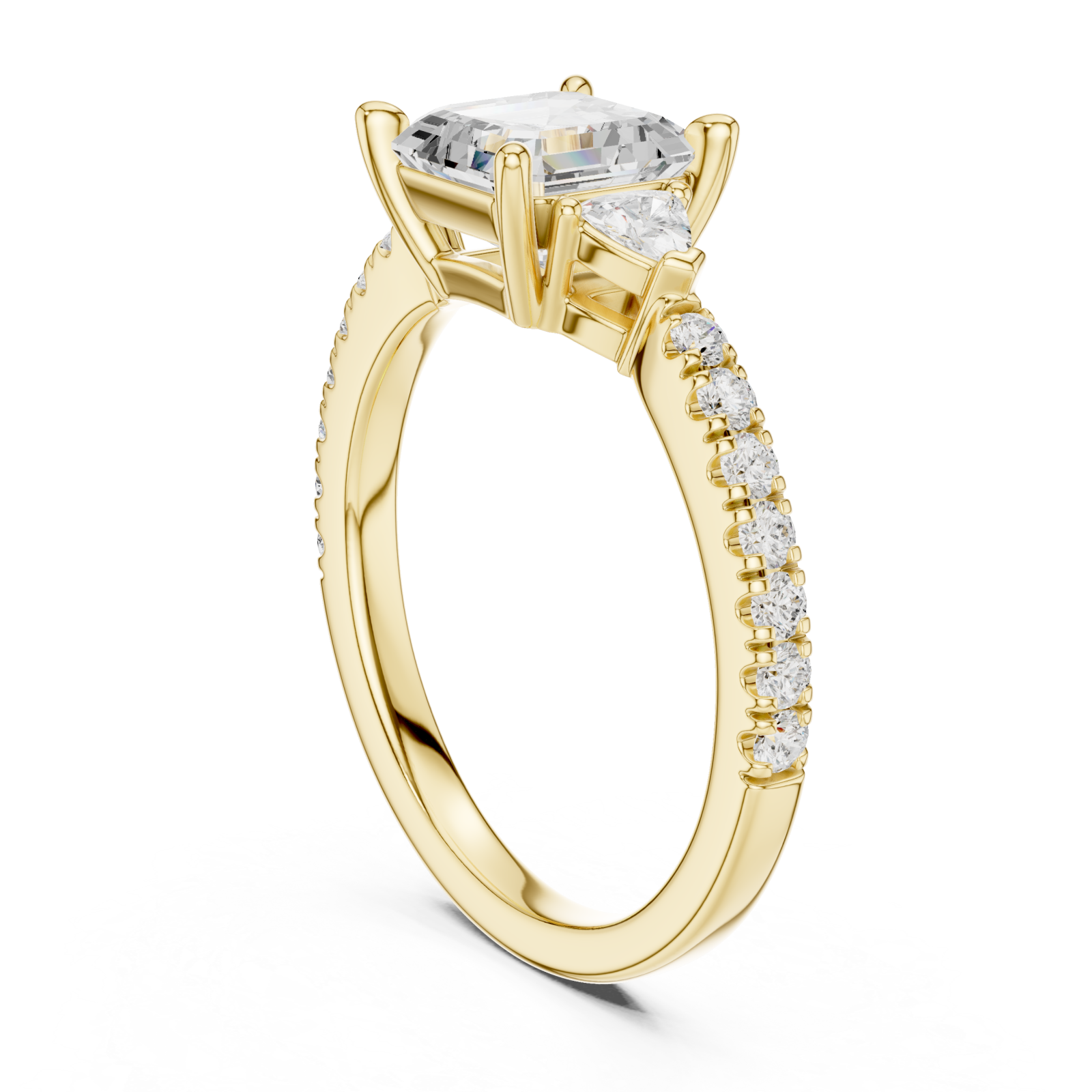  Gold Cascade Embrace Solitaire Ring Left View