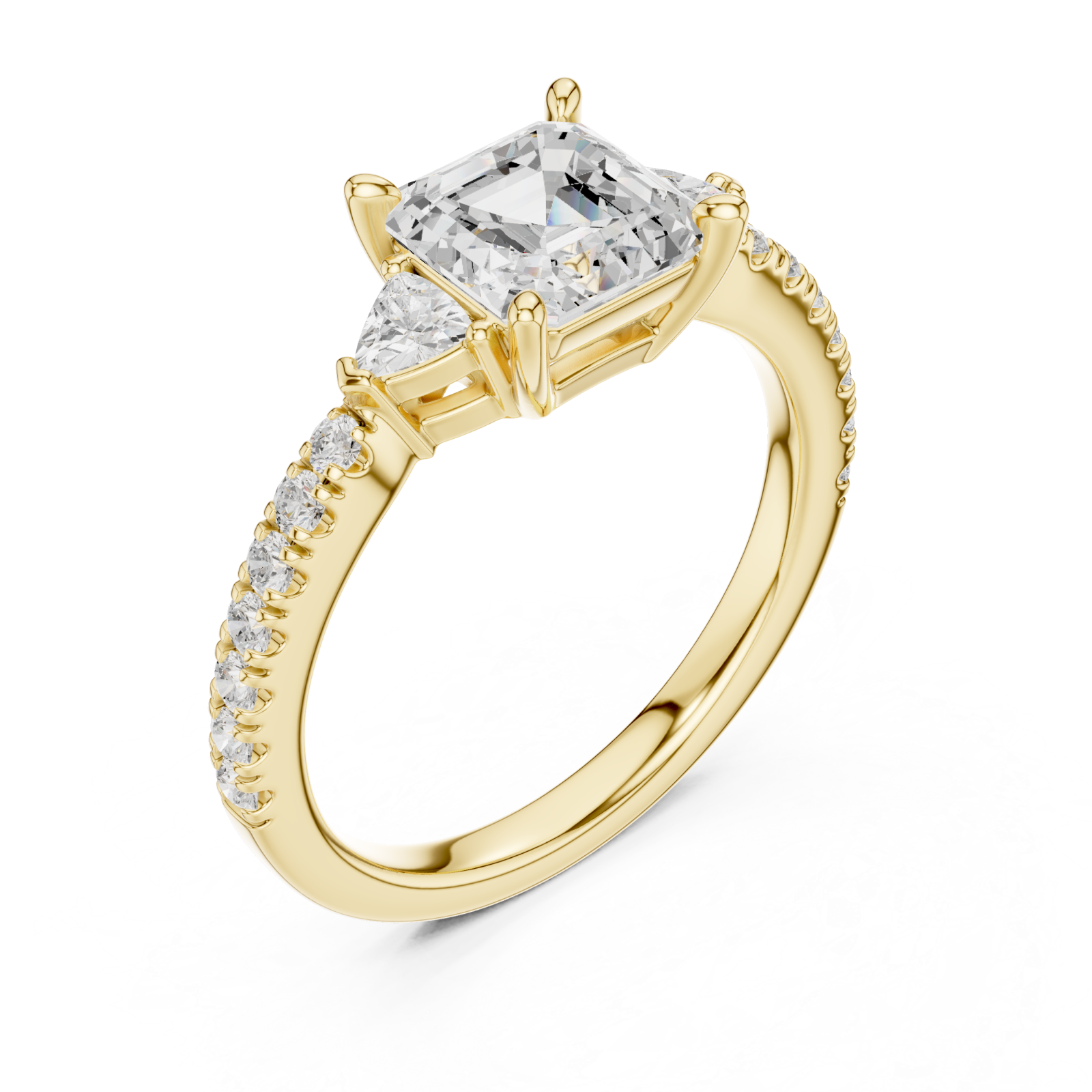 Gold Cascade Embrace Solitaire Ring Right View