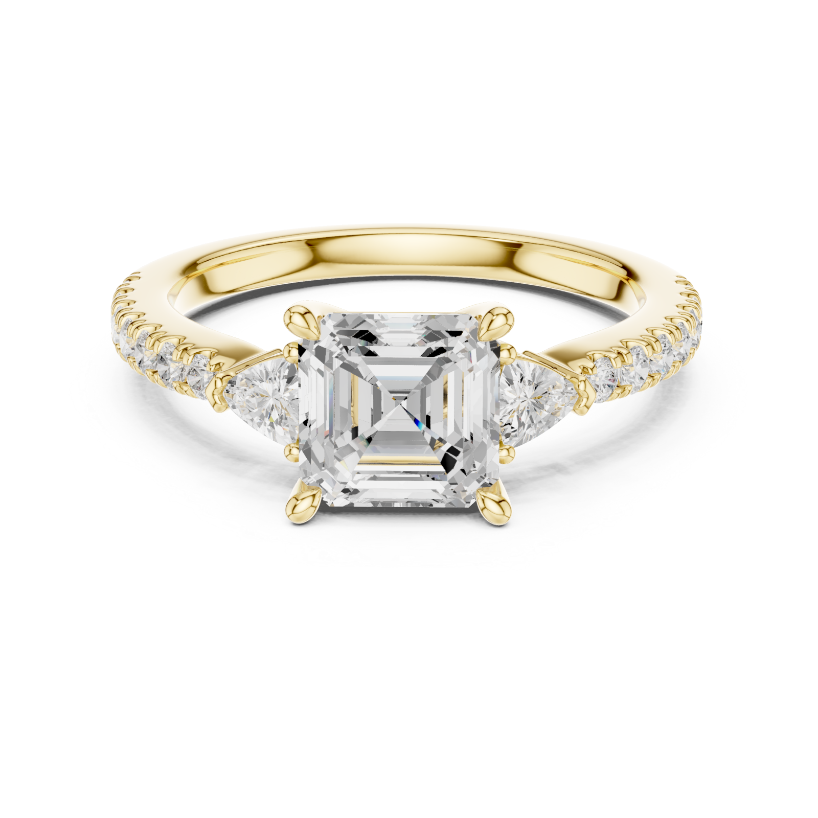  Gold Cascade Embrace Solitaire Ring Front View